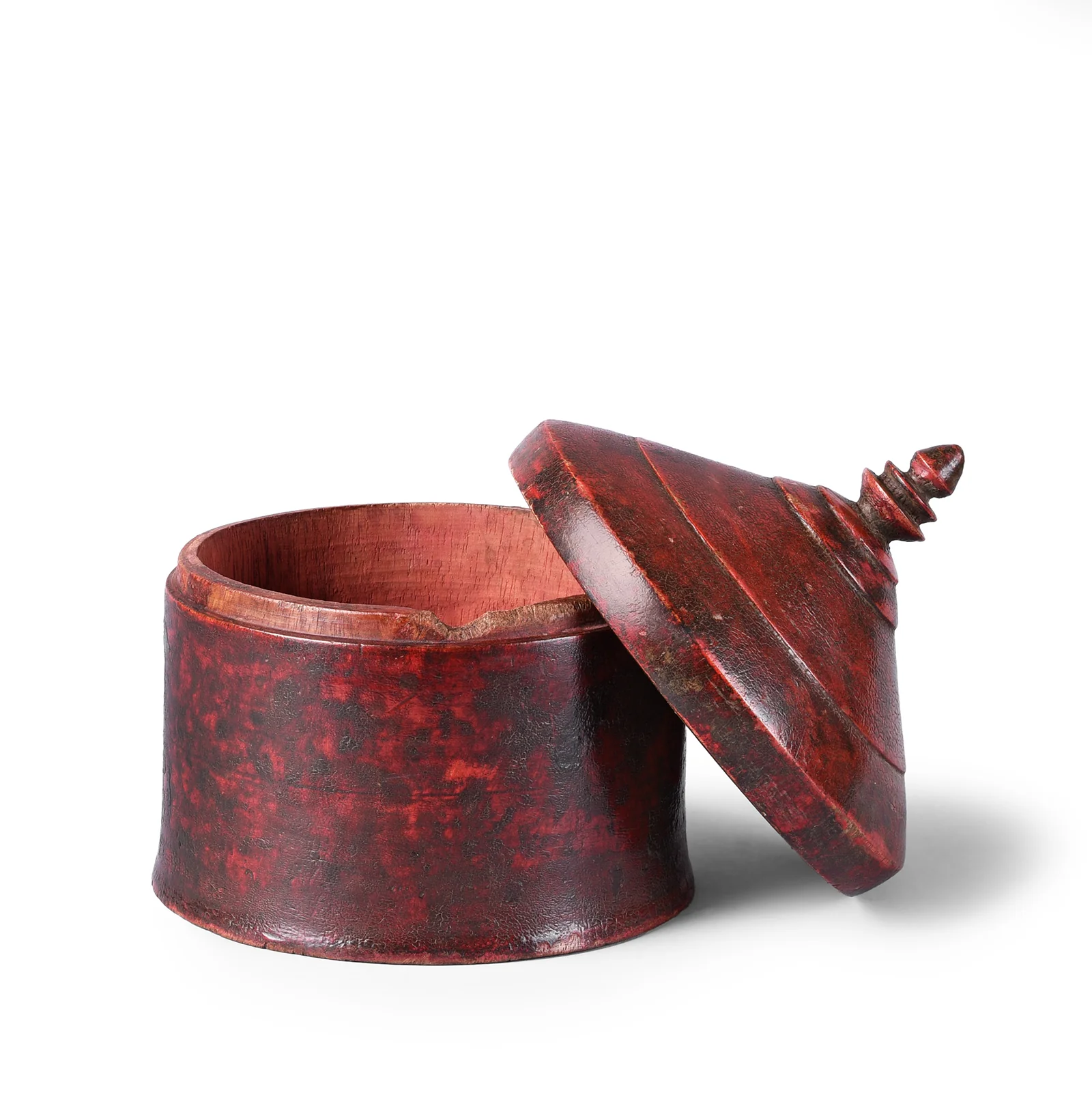 Red Lacquer Pot From Uttar Pradesh - Ca 1930 - Image 5