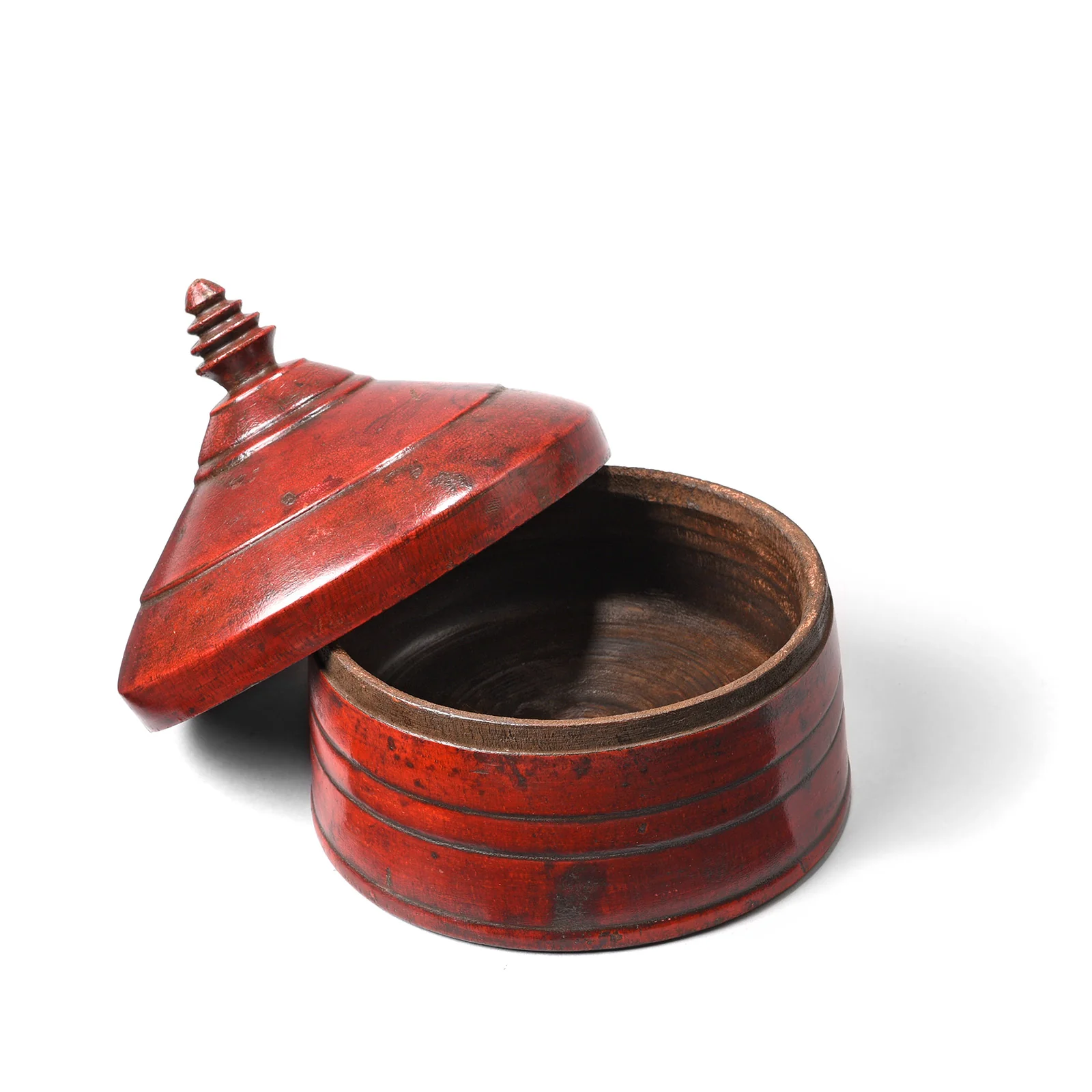 Red Lacquer Pot From Uttar Pradesh - Early 20thC - Image 3