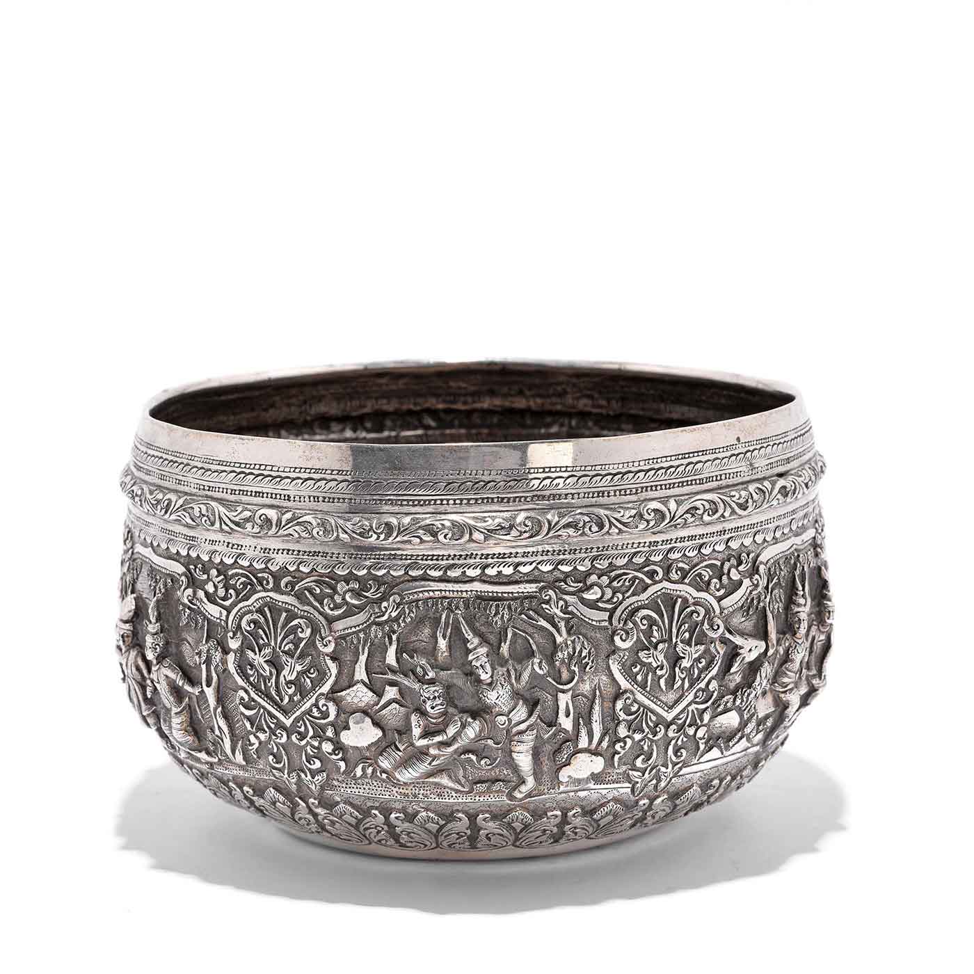 Burmese Repousse Silver Bowl - 19thC - Image 2