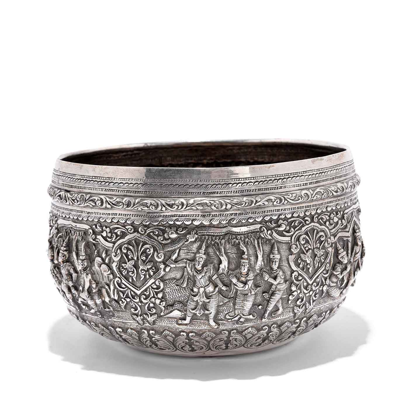 Burmese Repousse Silver Bowl - 19thC - Image 3