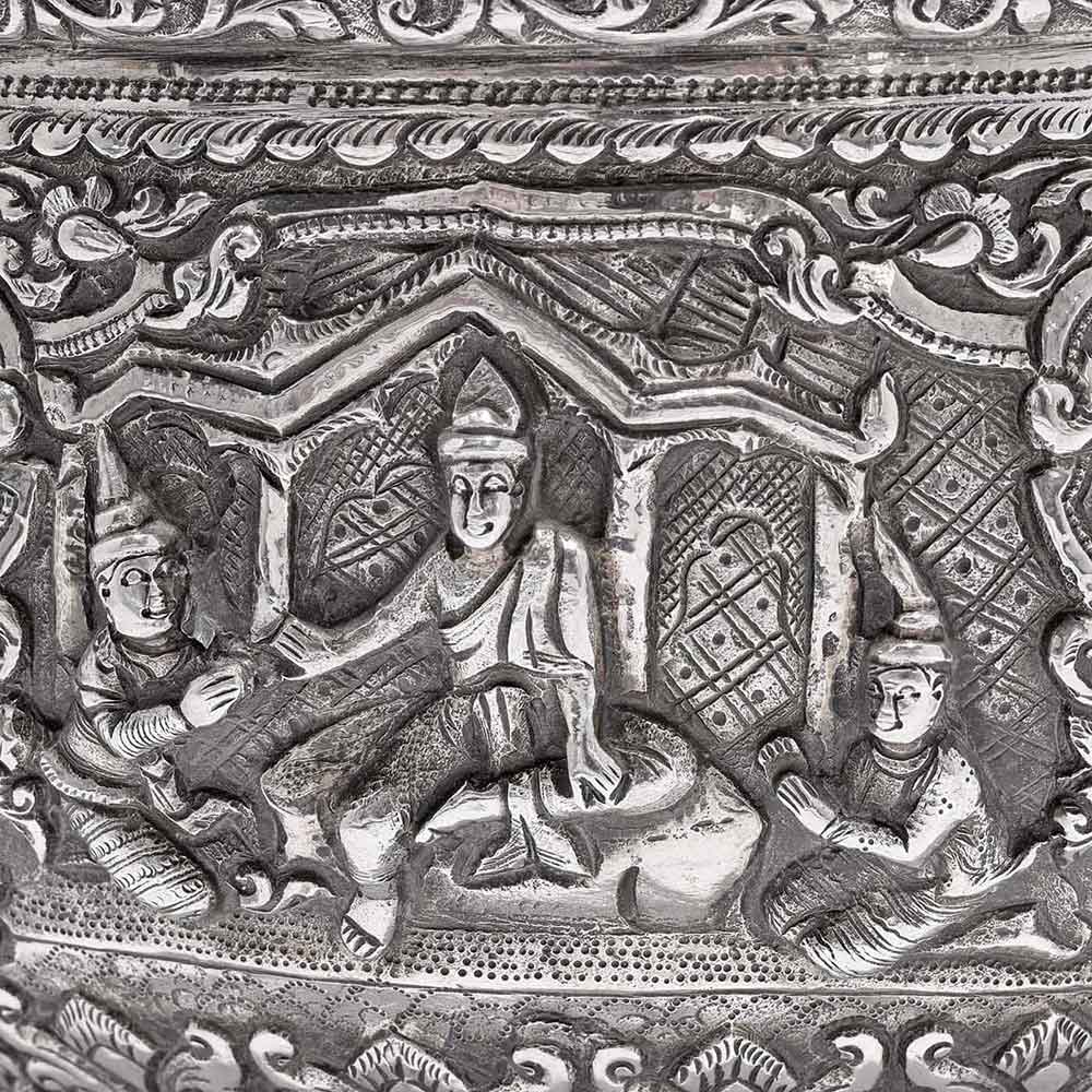 Burmese Repousse Silver Bowl - 19thC - Image 7