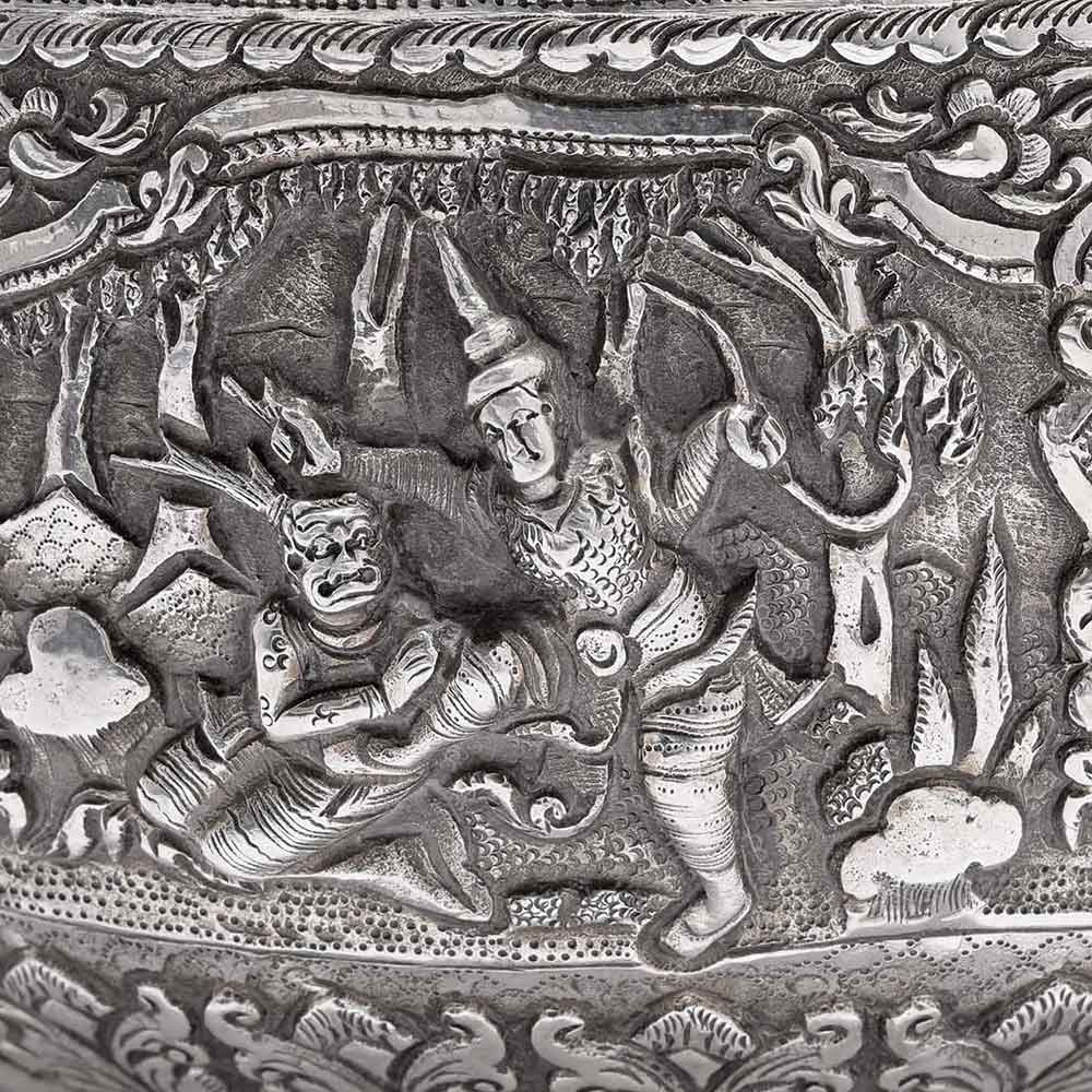 Burmese Repousse Silver Bowl - 19thC - Image 8