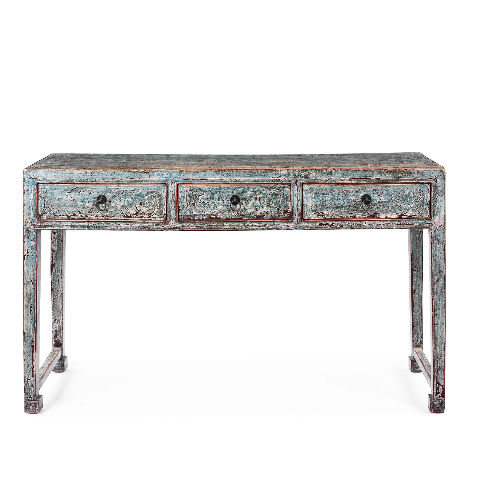 Turquoise Lacquer 3 Drawer Console Table - Image 2