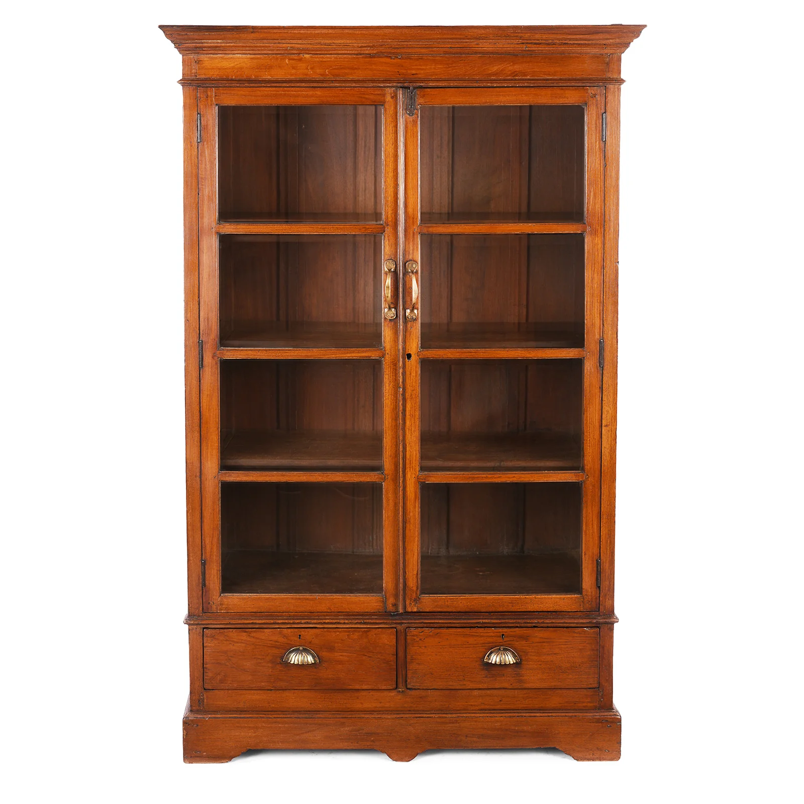 Glazed Teak Anglo Indian Book Cabinet - Ca 1910