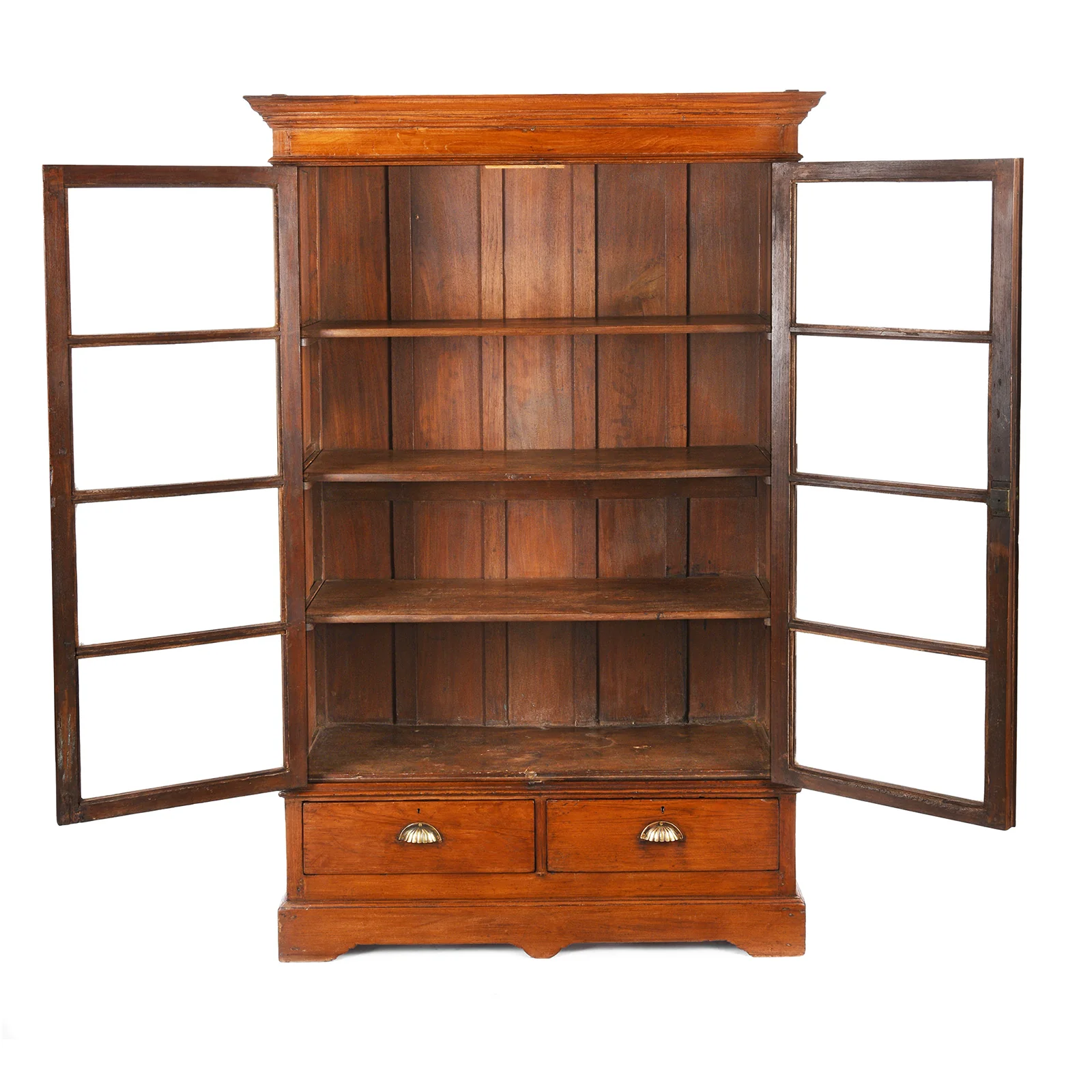 Glazed Teak Anglo Indian Book Cabinet - Ca 1910 - Image 3