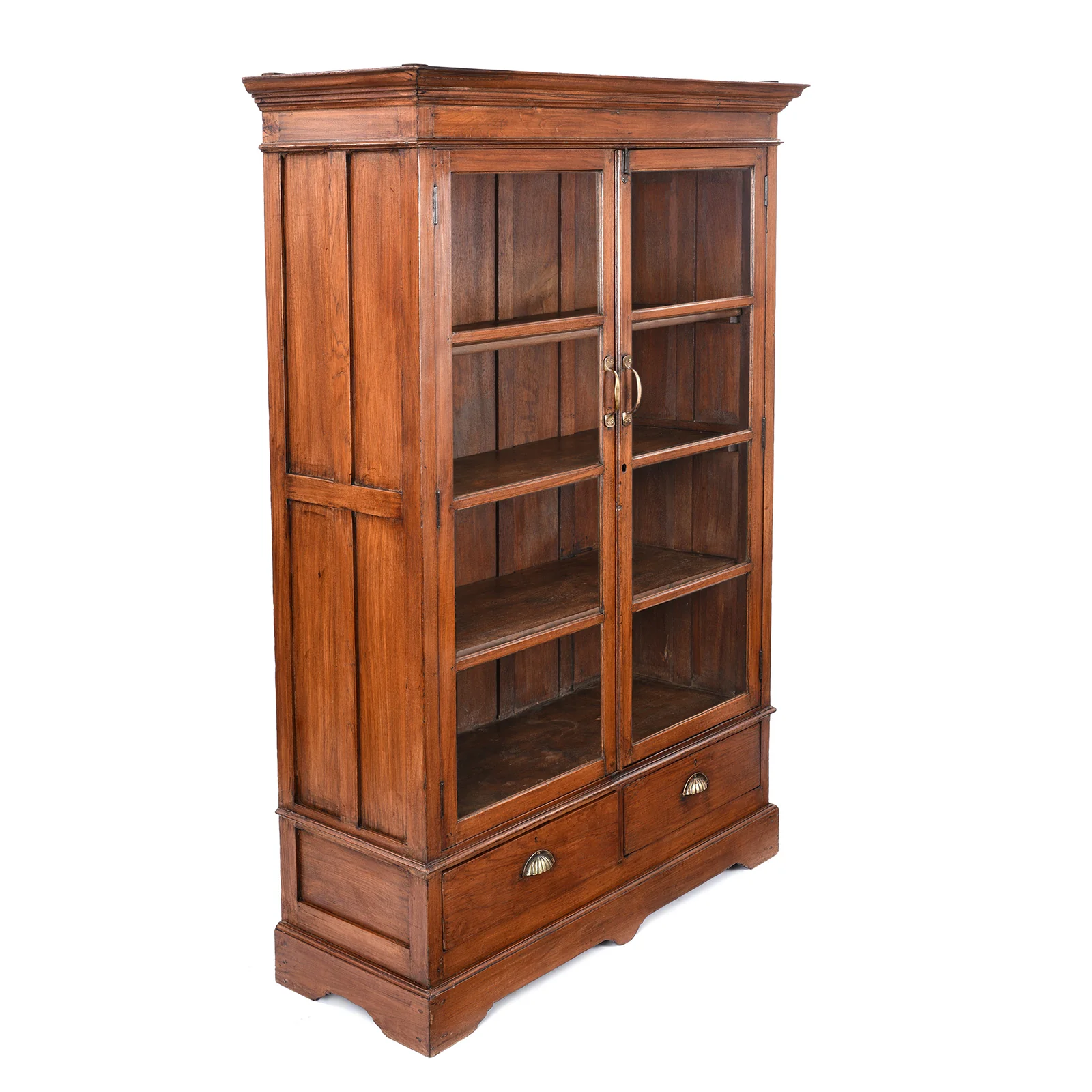 Glazed Teak Anglo Indian Book Cabinet - Ca 1910 - Image 5