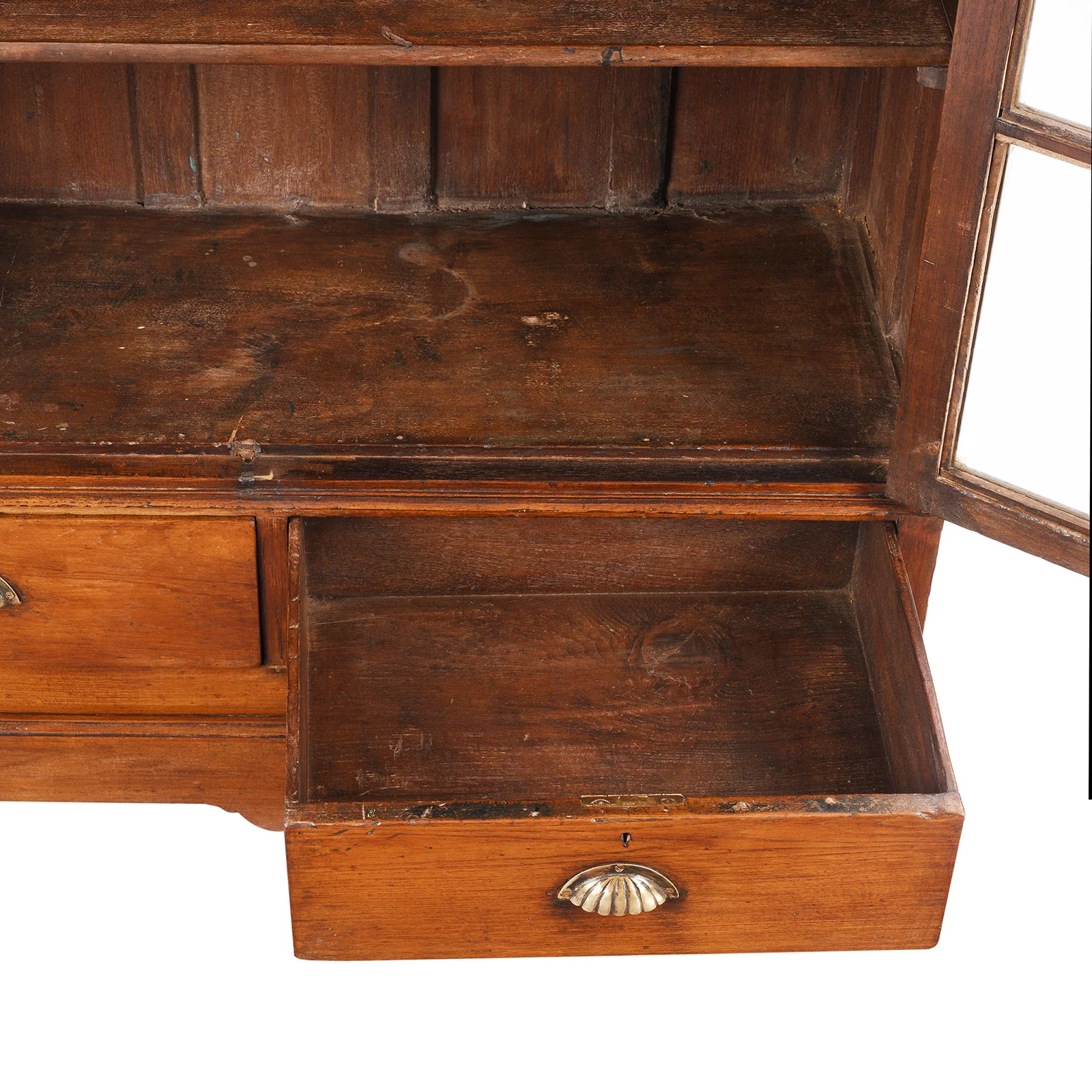 Glazed Teak Anglo Indian Book Cabinet - Ca 1910 - Image 6