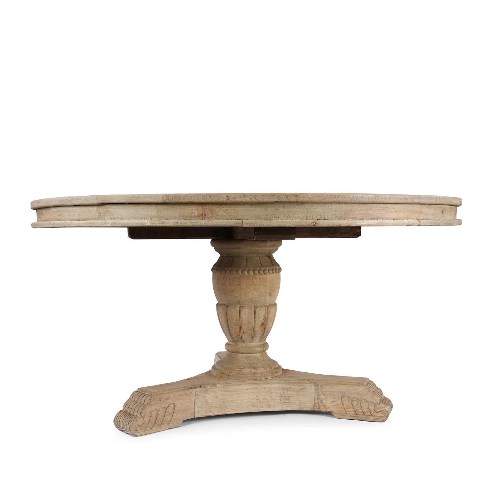 Round Pedestal Dining Table Made From Old Bleached Pine - Image 8