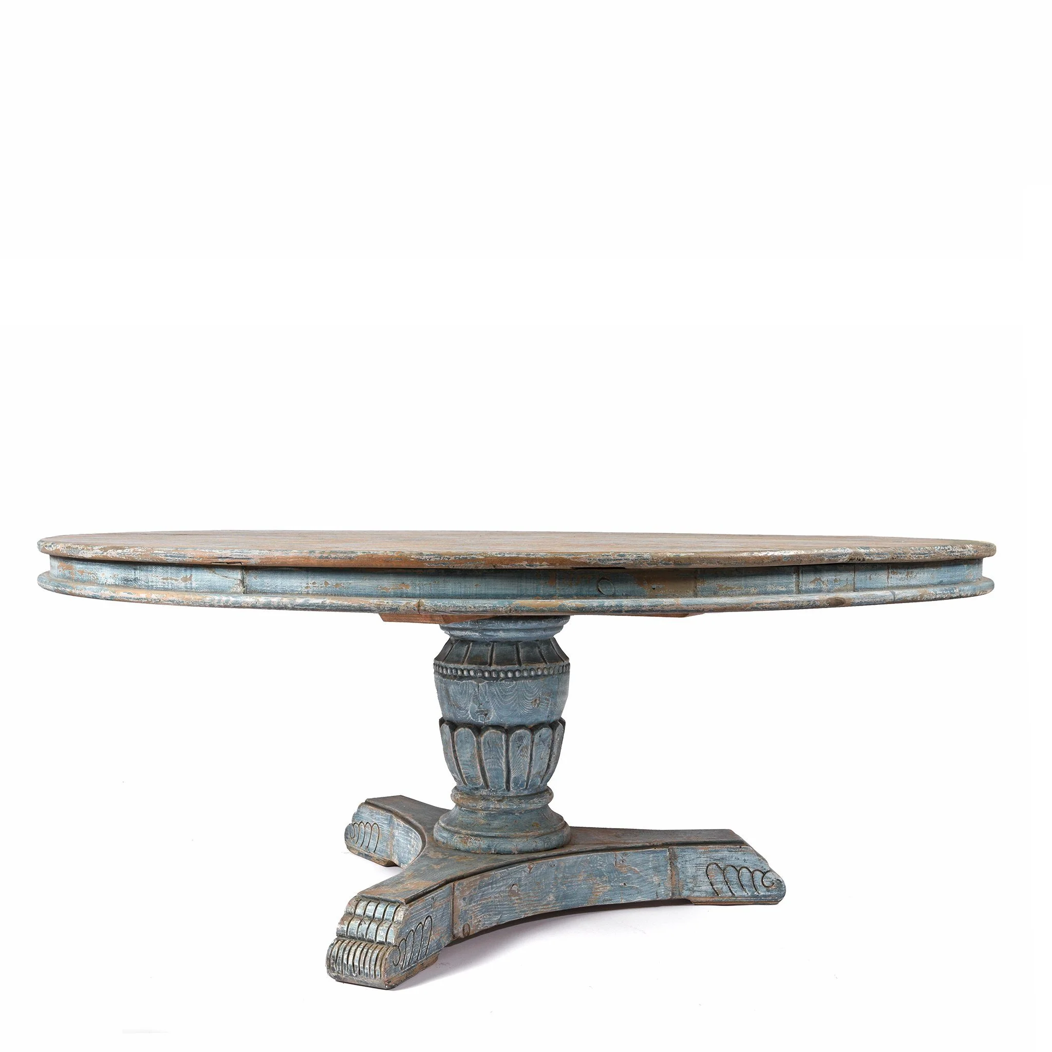 Round Pedestal Dining Table Made From Old Painted Pine - Image 9