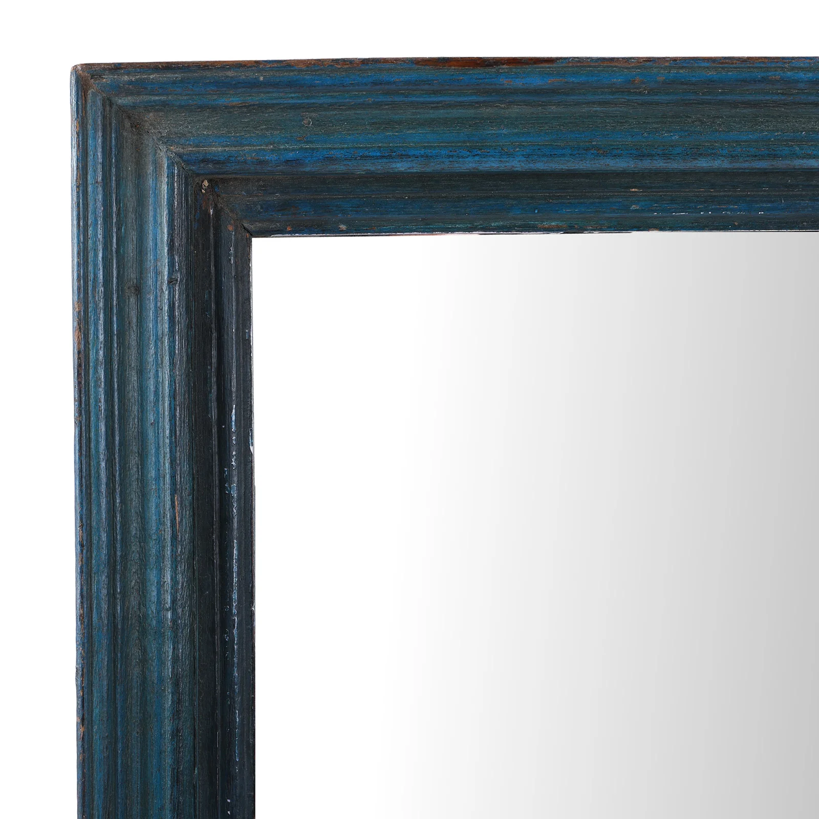Blue Painted Mirror Made From Old Architectural Teak - Image 3