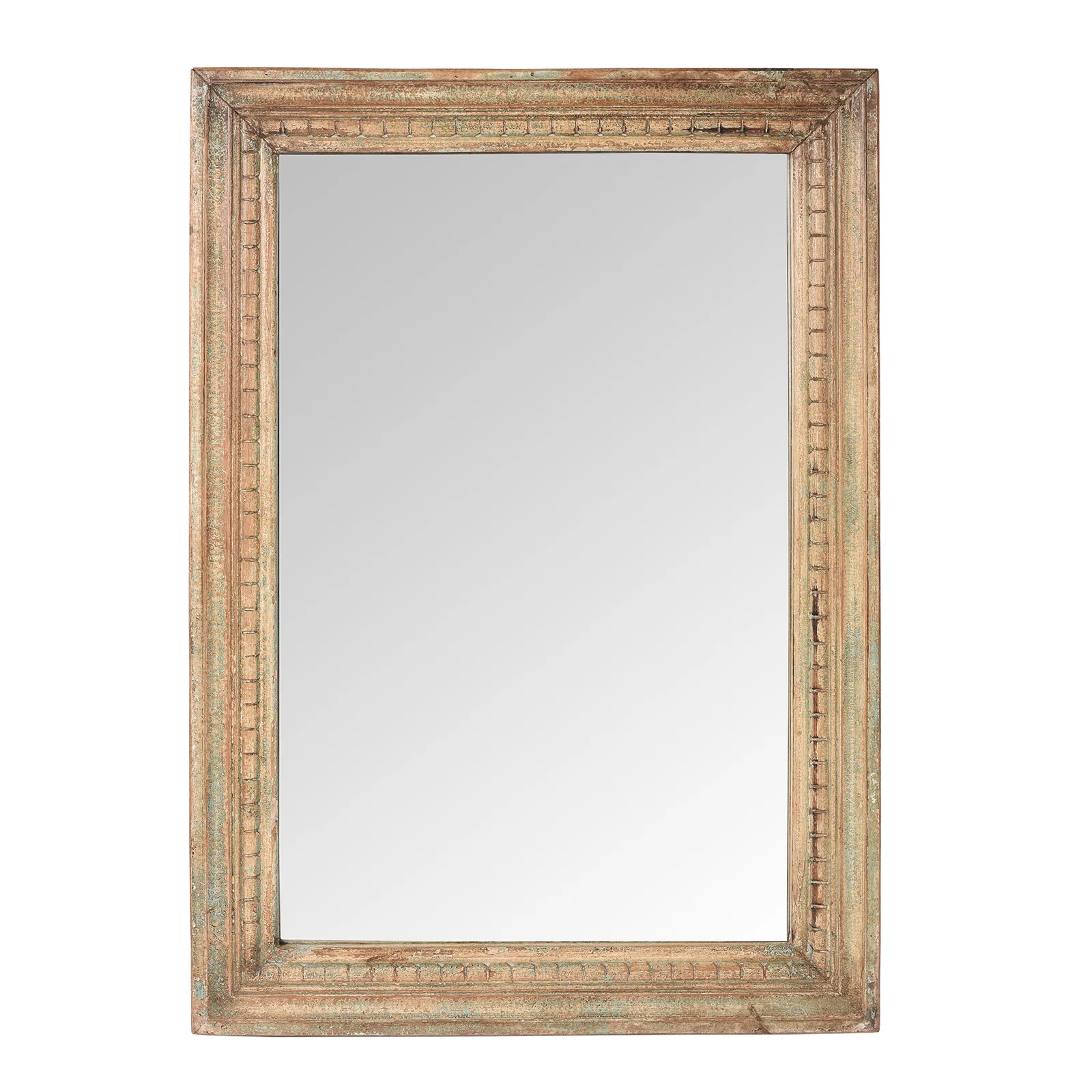 Rustic Painted Mirror Made From Old Architectural Teak