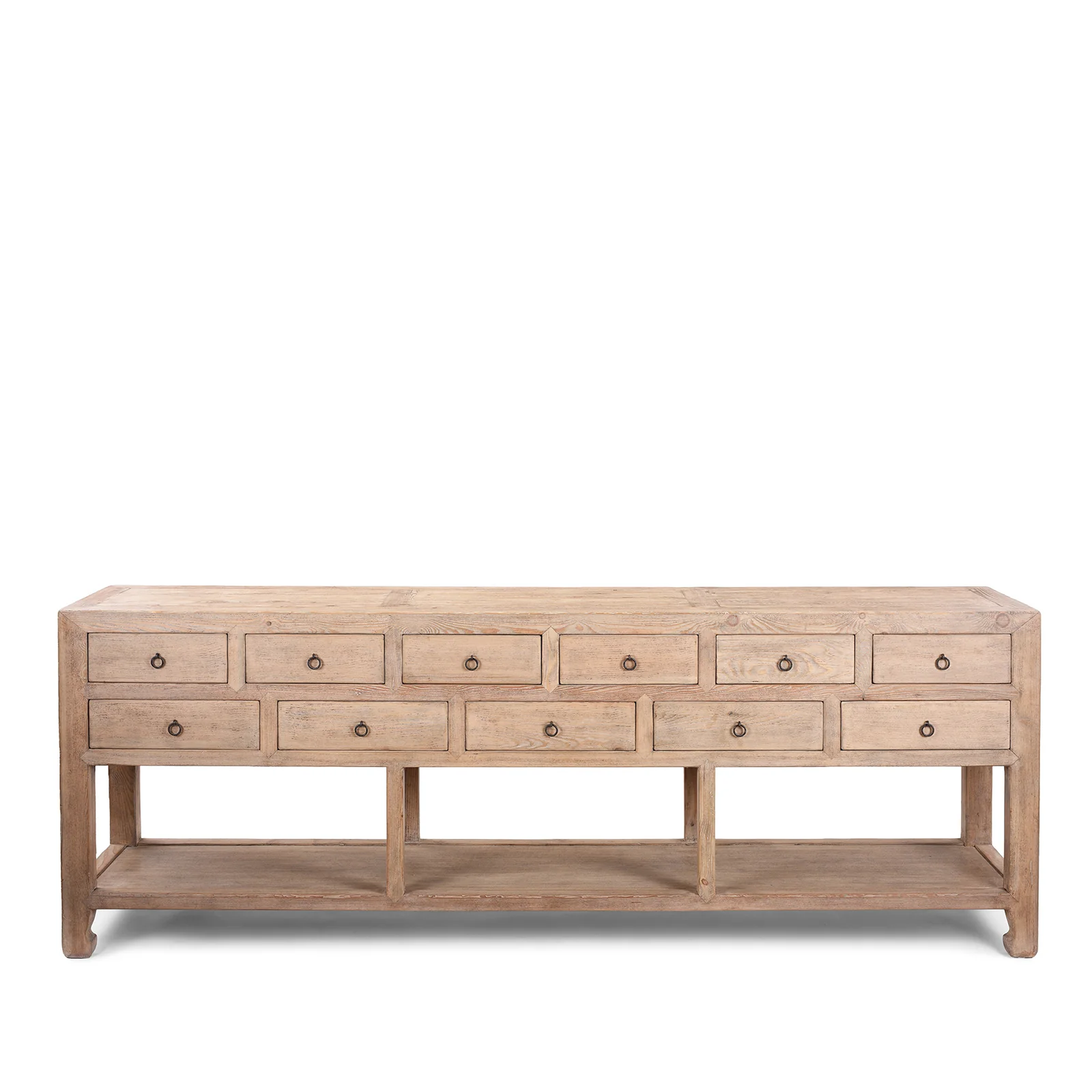 Long Rustic Console Table With Shelf