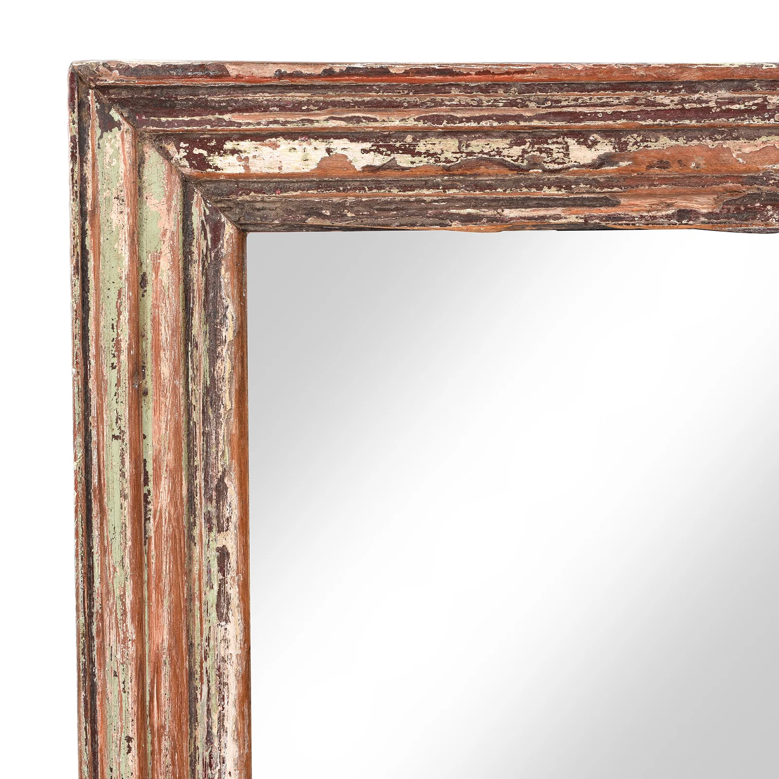Rustic Painted Indian Mirror - 19thC (60 x 78 cm) - Image 3