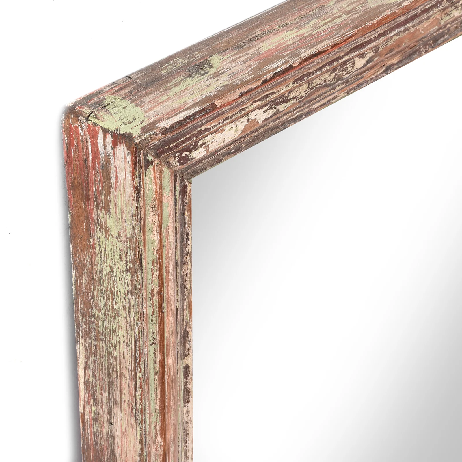 Rustic Painted Indian Mirror - 19thC (60 x 78 cm) - Image 4