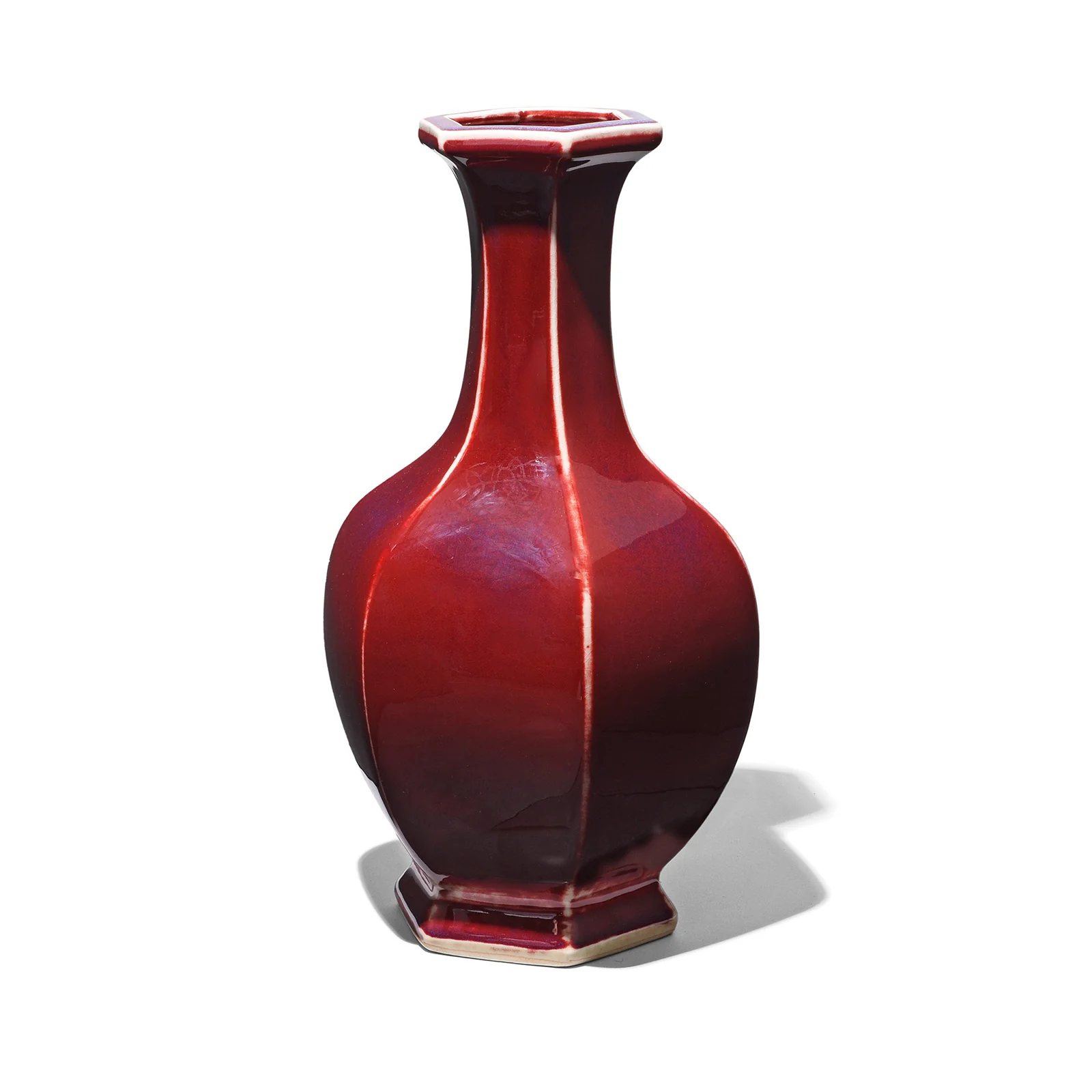 Sang De Boeuf Porcelain Hexagonal Flower Vase