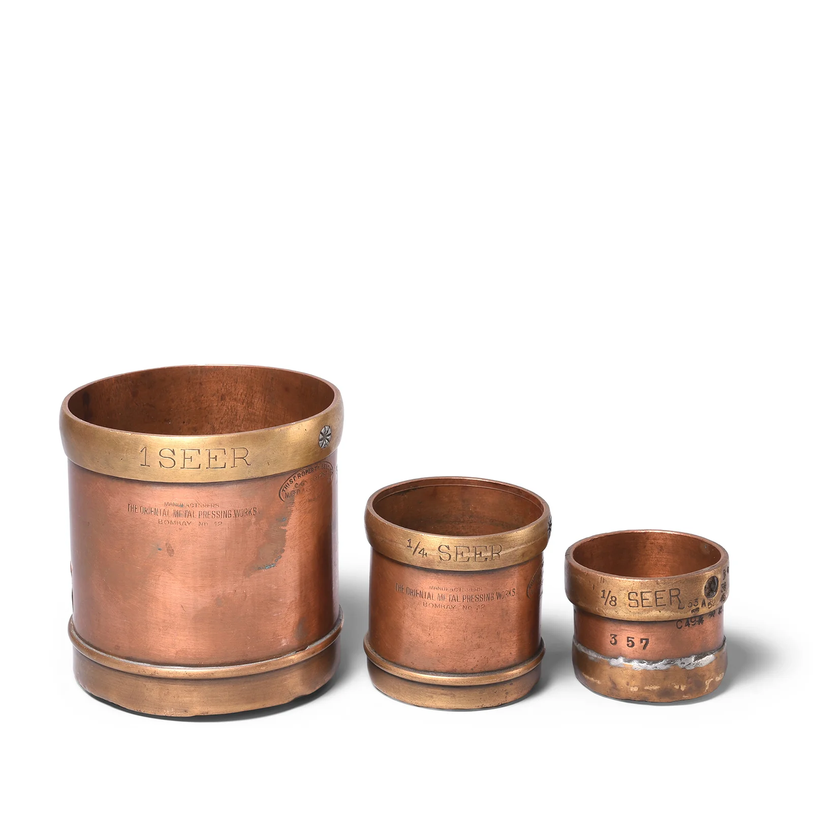 Set Of 3 Brass Measures From Bombay