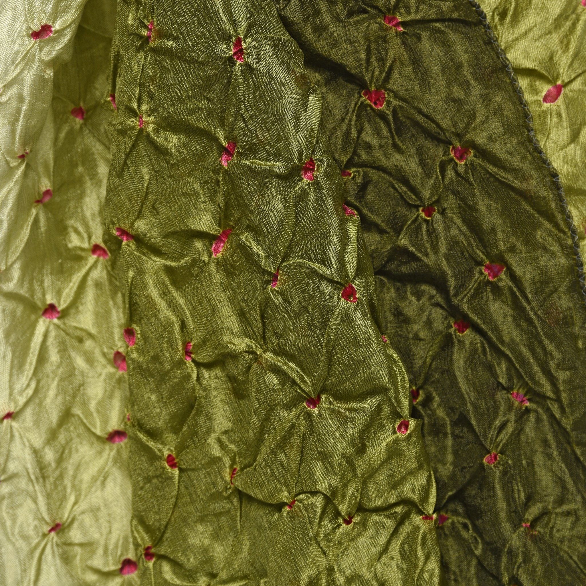 Forest Green Silk Bandhani Scarf From Rajasthan - Image 2