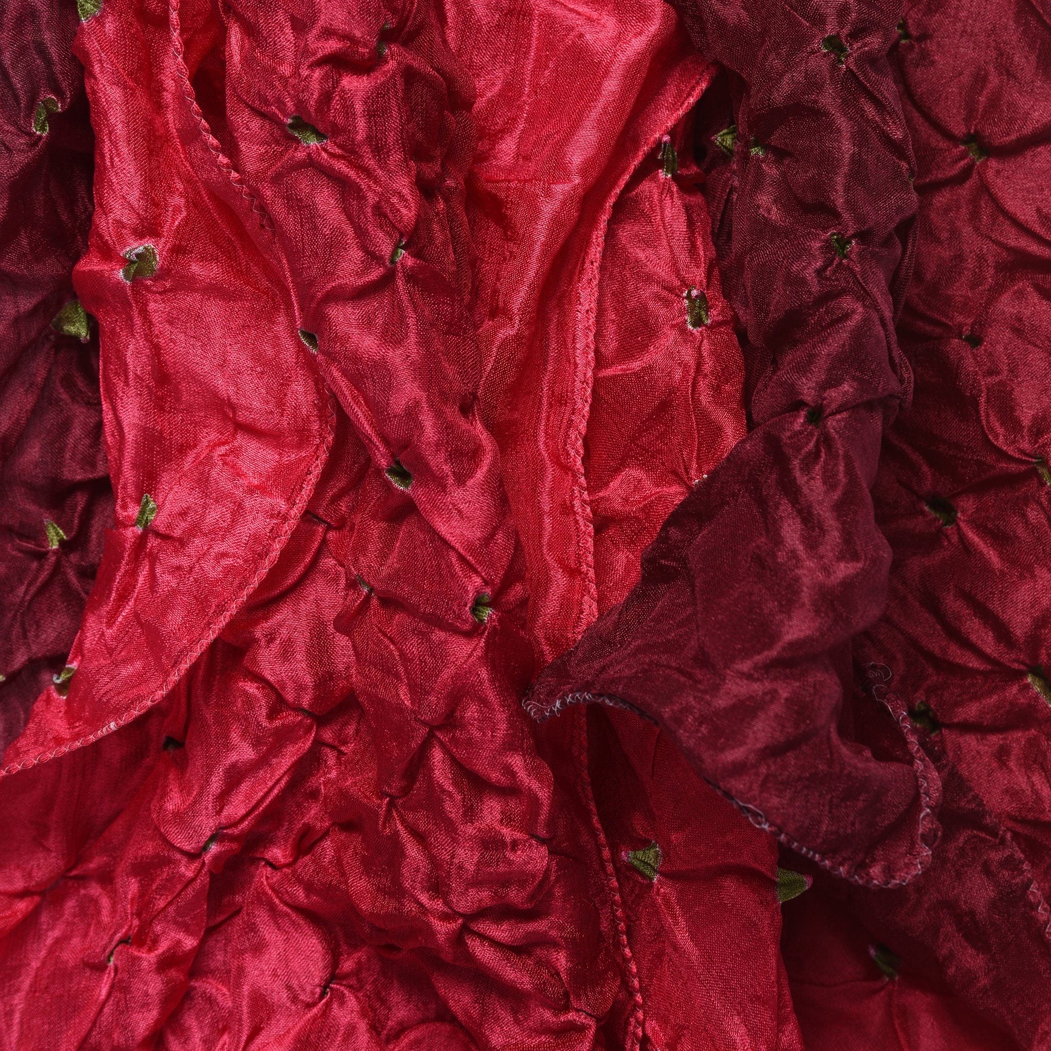 Red Bandhani Silk Scarf from Rajasthan - Image 4