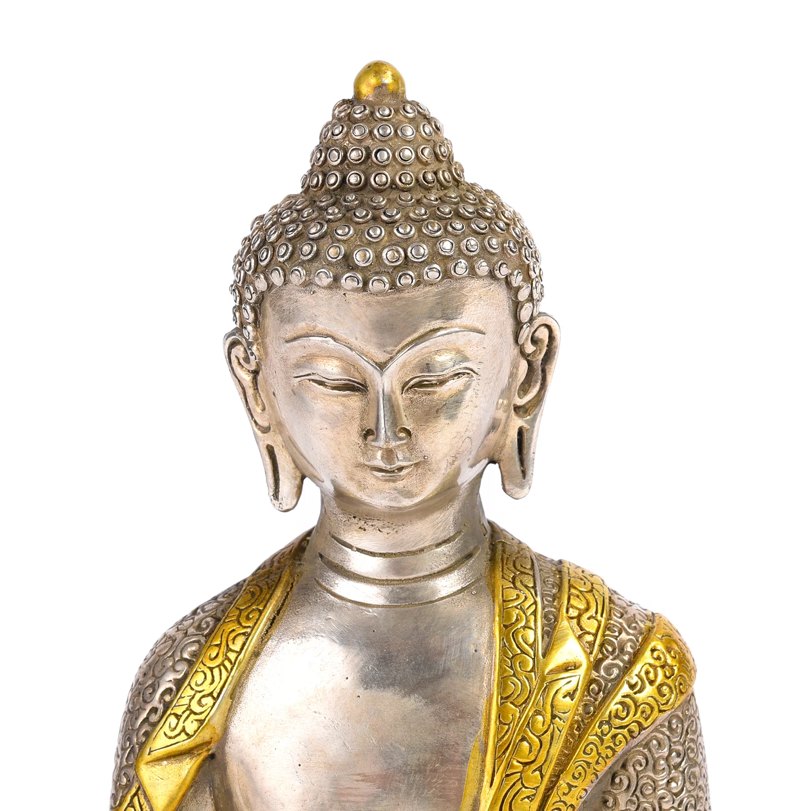 Sitting Silver Plated Buddha Statue - Varada Mudra - Image 3