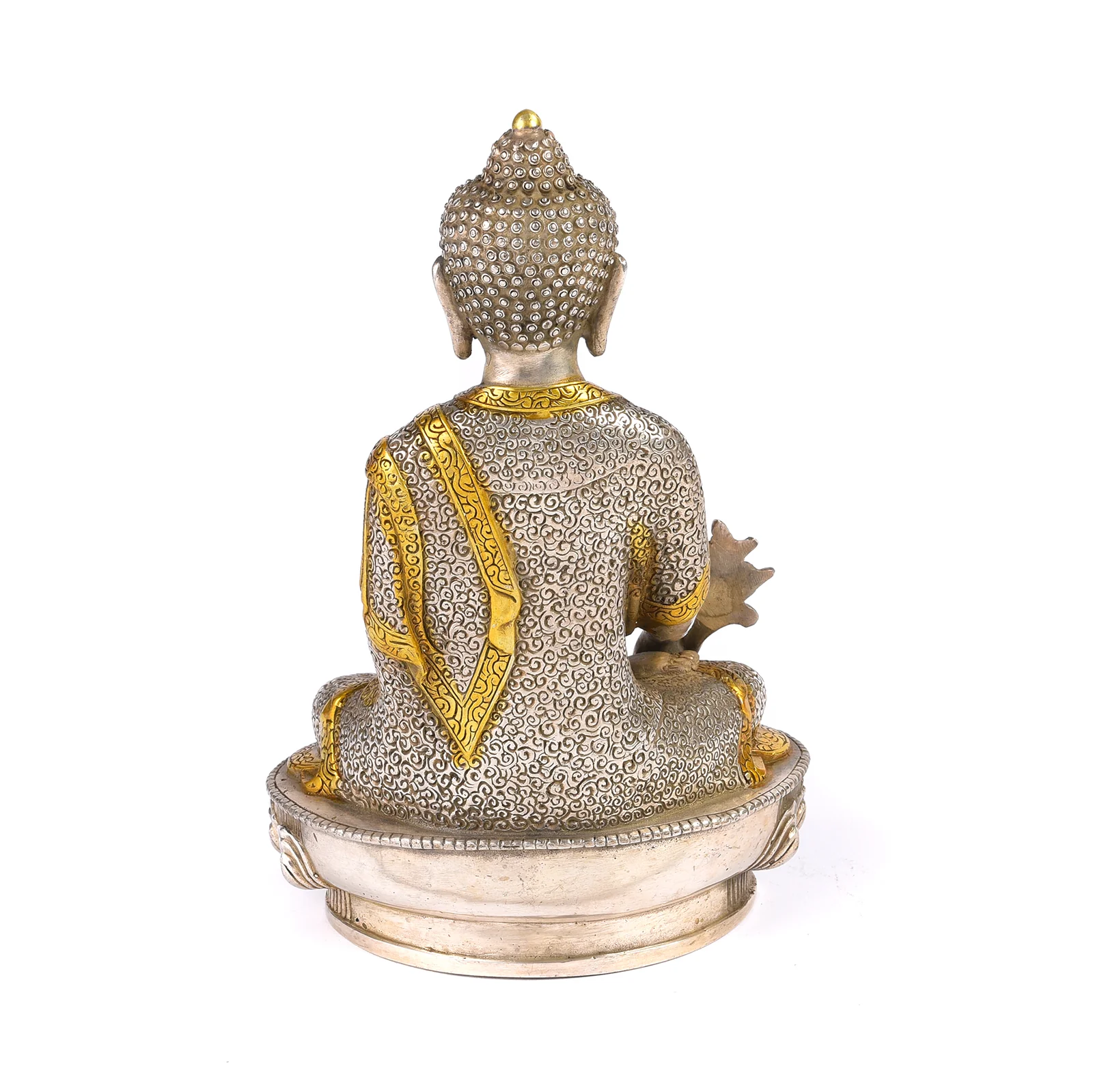 Sitting Silver Plated Buddha Statue - Varada Mudra - Image 5