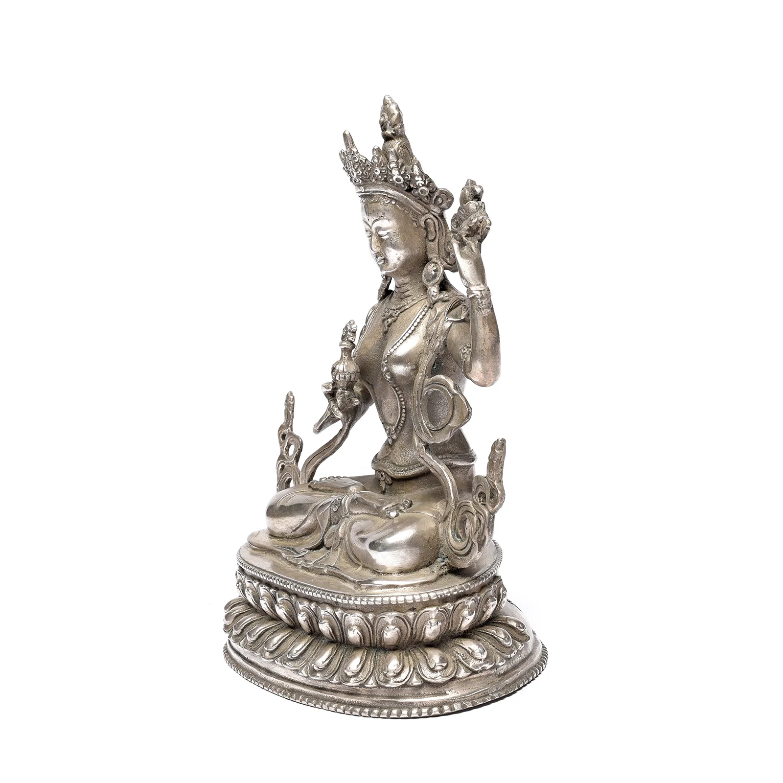 Silver Plated Statue Of The Goddess Tara - Image 5