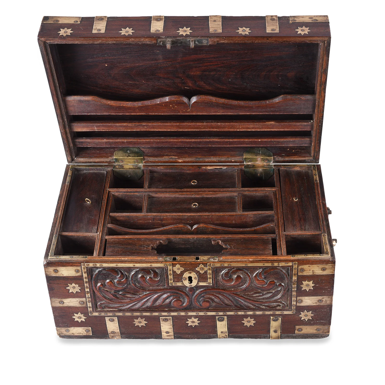 Small Brass & Rosewood 'Malabar' Chest From Kutch - 19th Century - Image 4