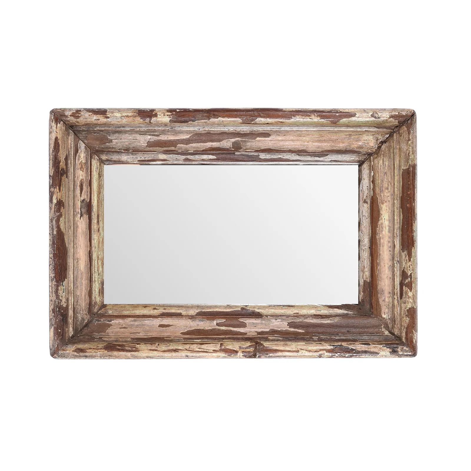 Small Rustic Painted Mirror Made From Old Architectural Teak - Image 2