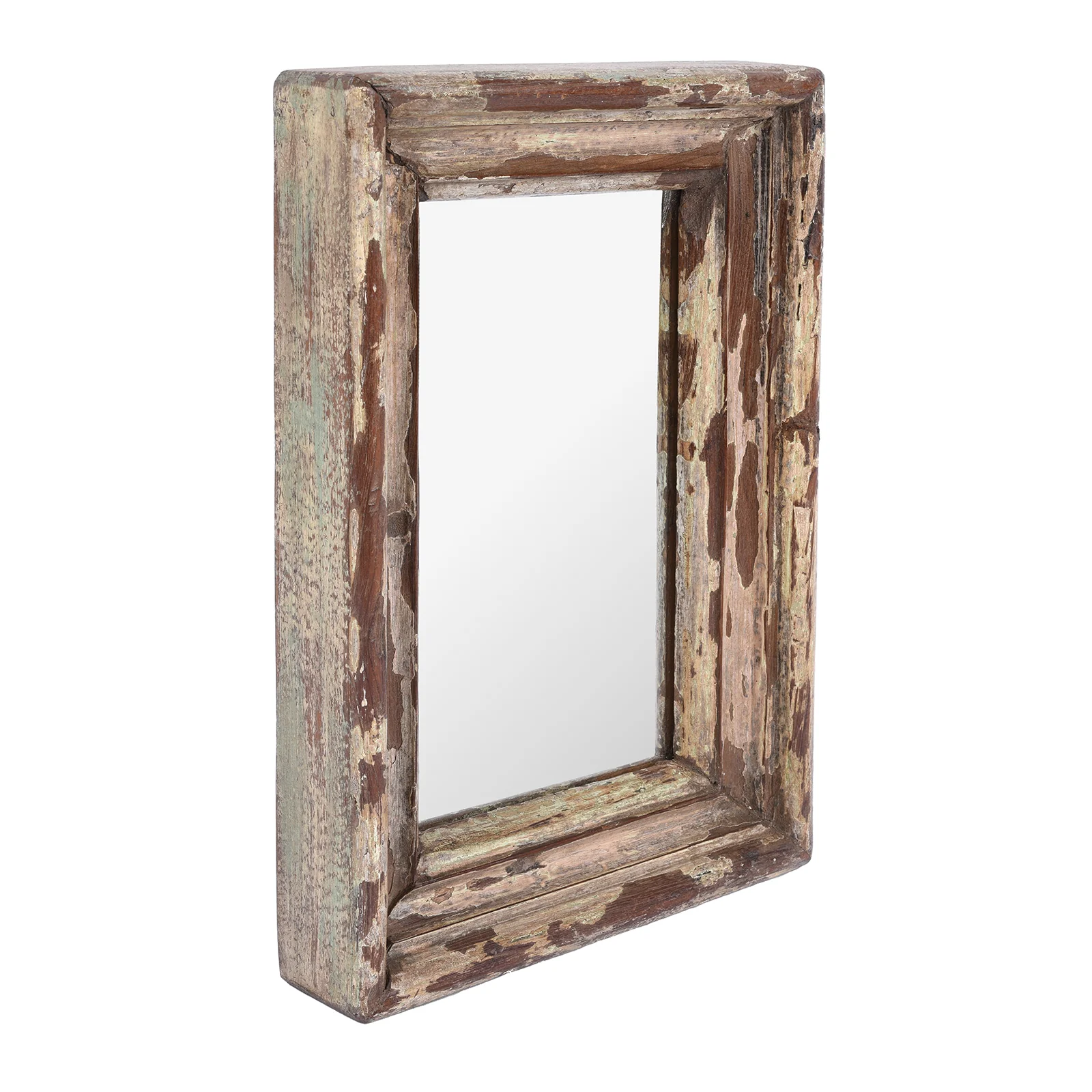 Small Rustic Painted Mirror Made From Old Architectural Teak - Image 4