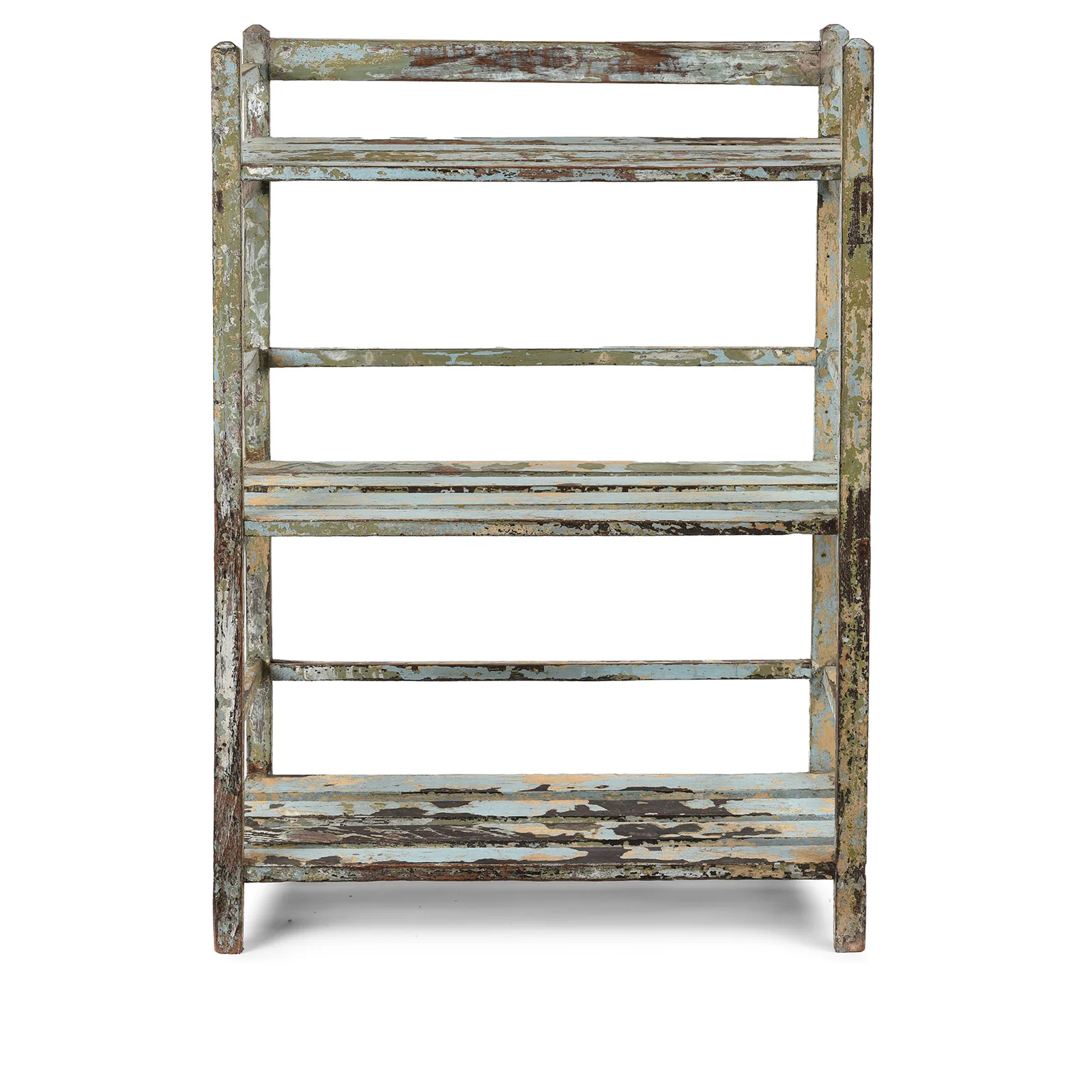 Small Slatted Teakwood Shelf From Rajasthan - Ca 1930