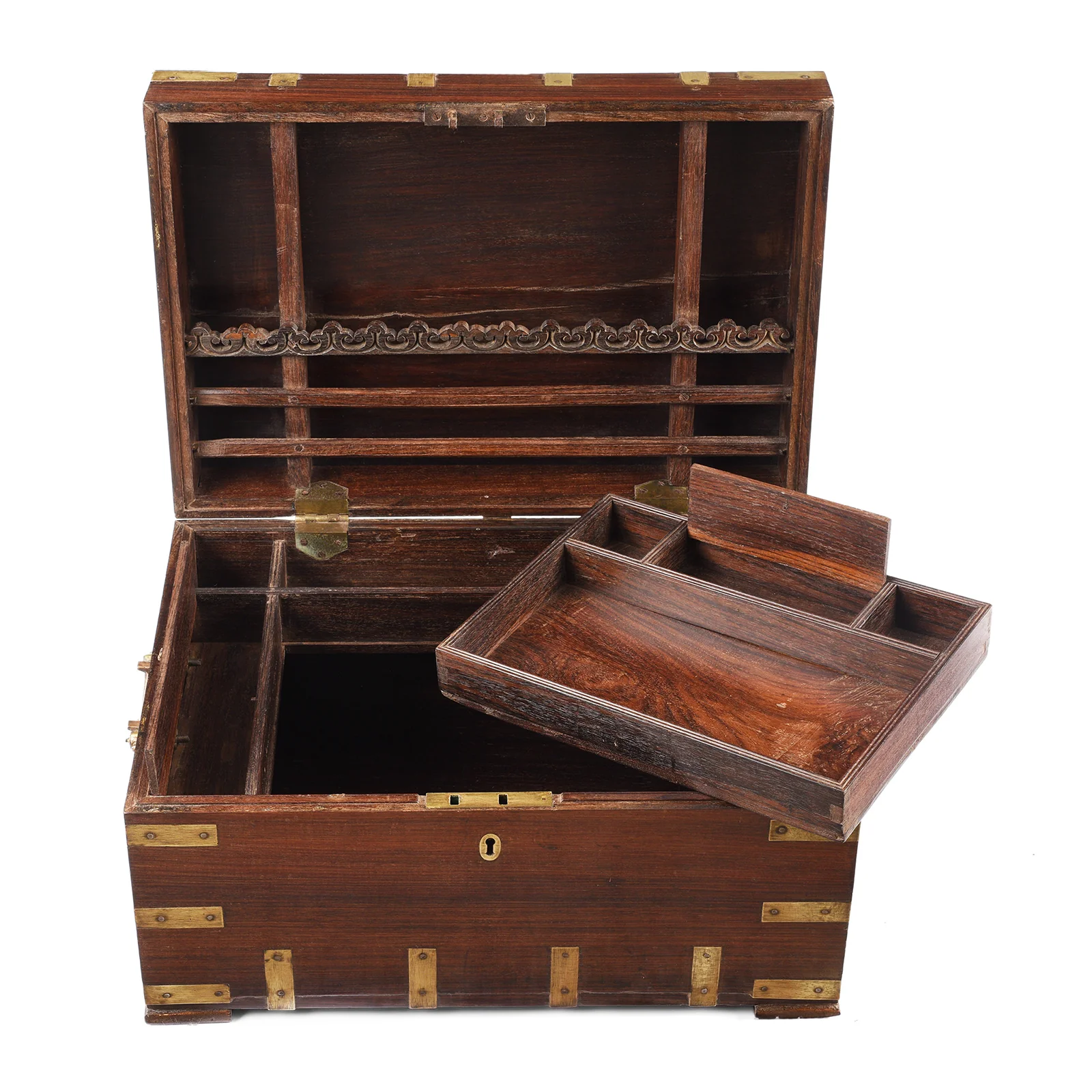 Brass Bound Rosewood Document Box From Kerala - 19th Century - Image 5