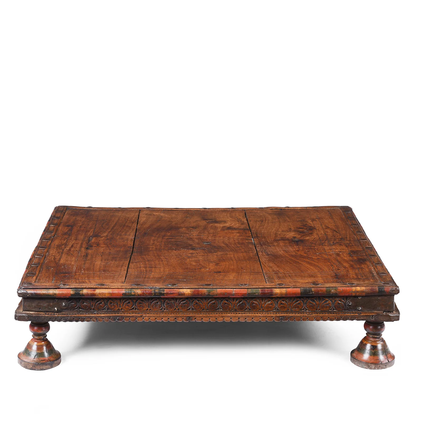 Square Bajot Low Table From Shekhawati - 19th Century