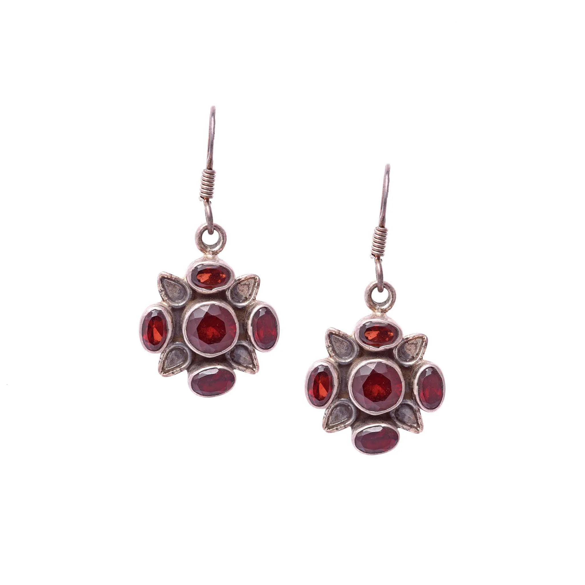 Garnet & Sterling Silver Earrings