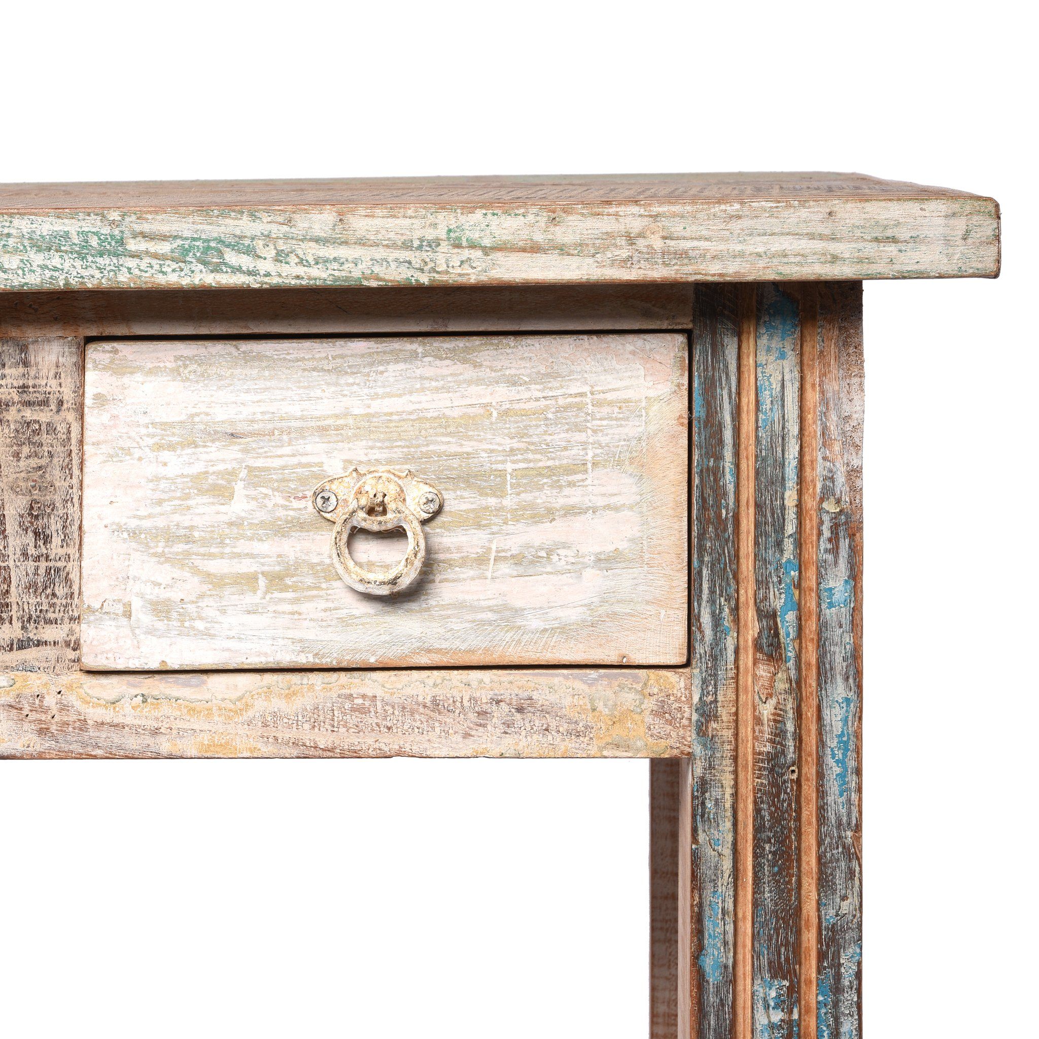 Table Made From Reclaimed Teak With Traces Original Paint - Image 2