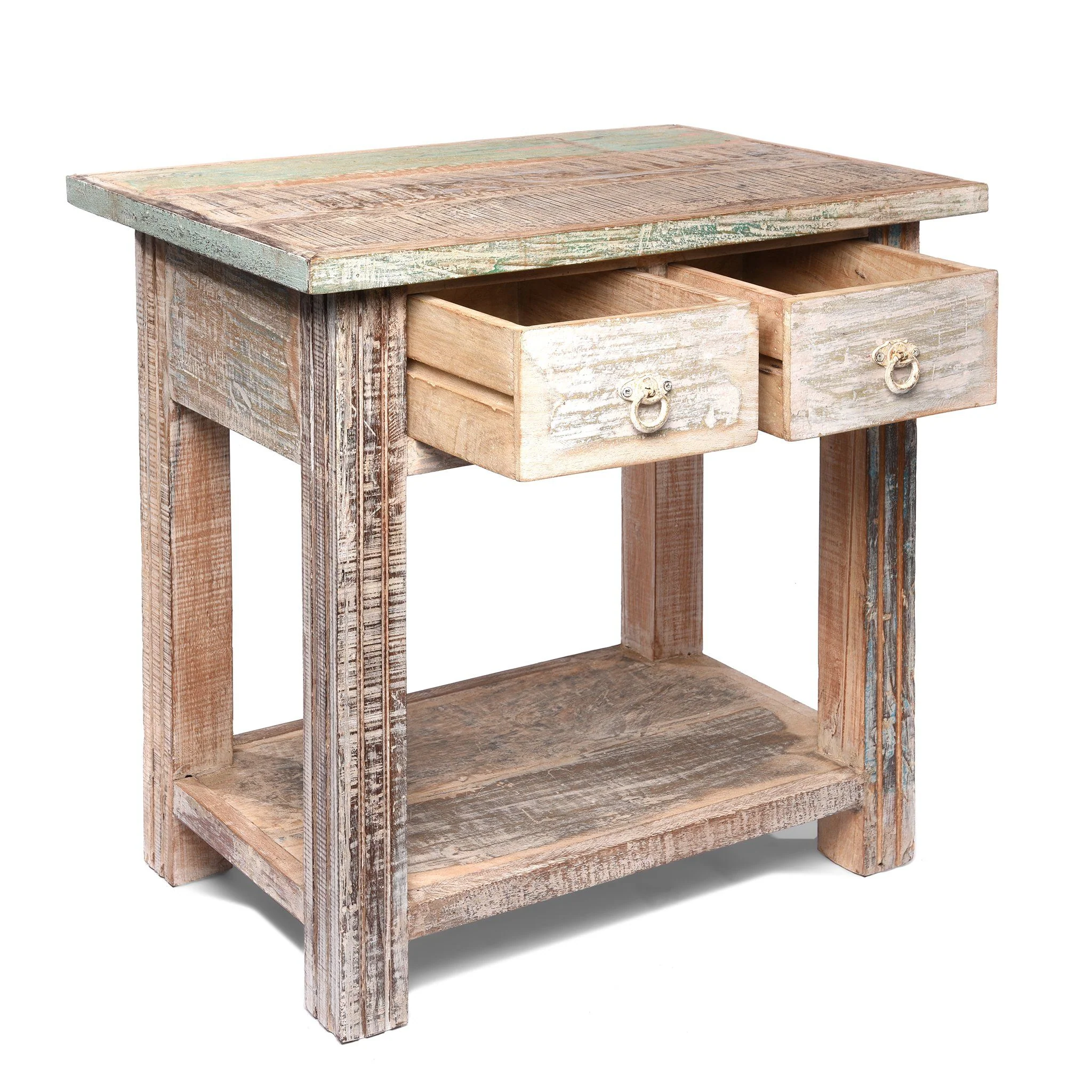 Table Made From Reclaimed Teak With Traces Original Paint - Image 4