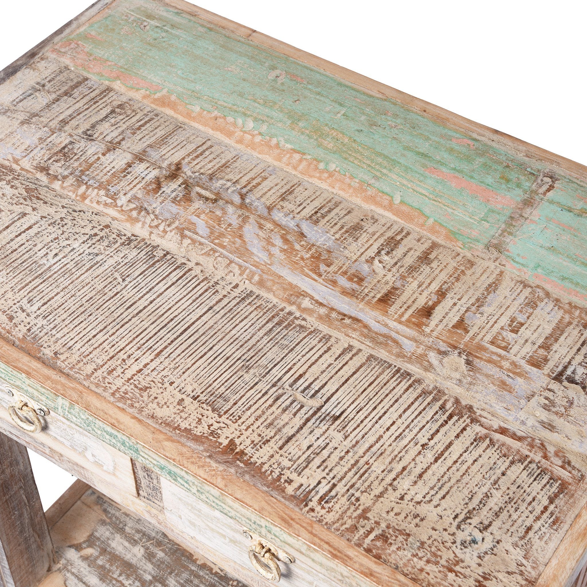 Table Made From Reclaimed Teak With Traces Original Paint - Image 5
