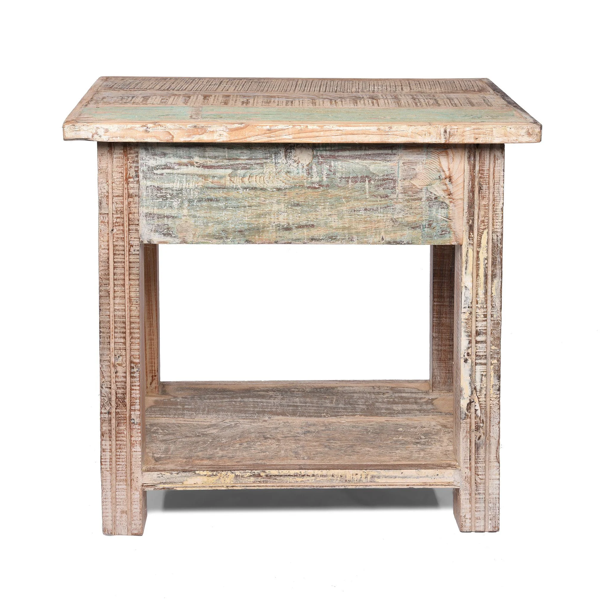 Table Made From Reclaimed Teak With Traces Original Paint - Image 6