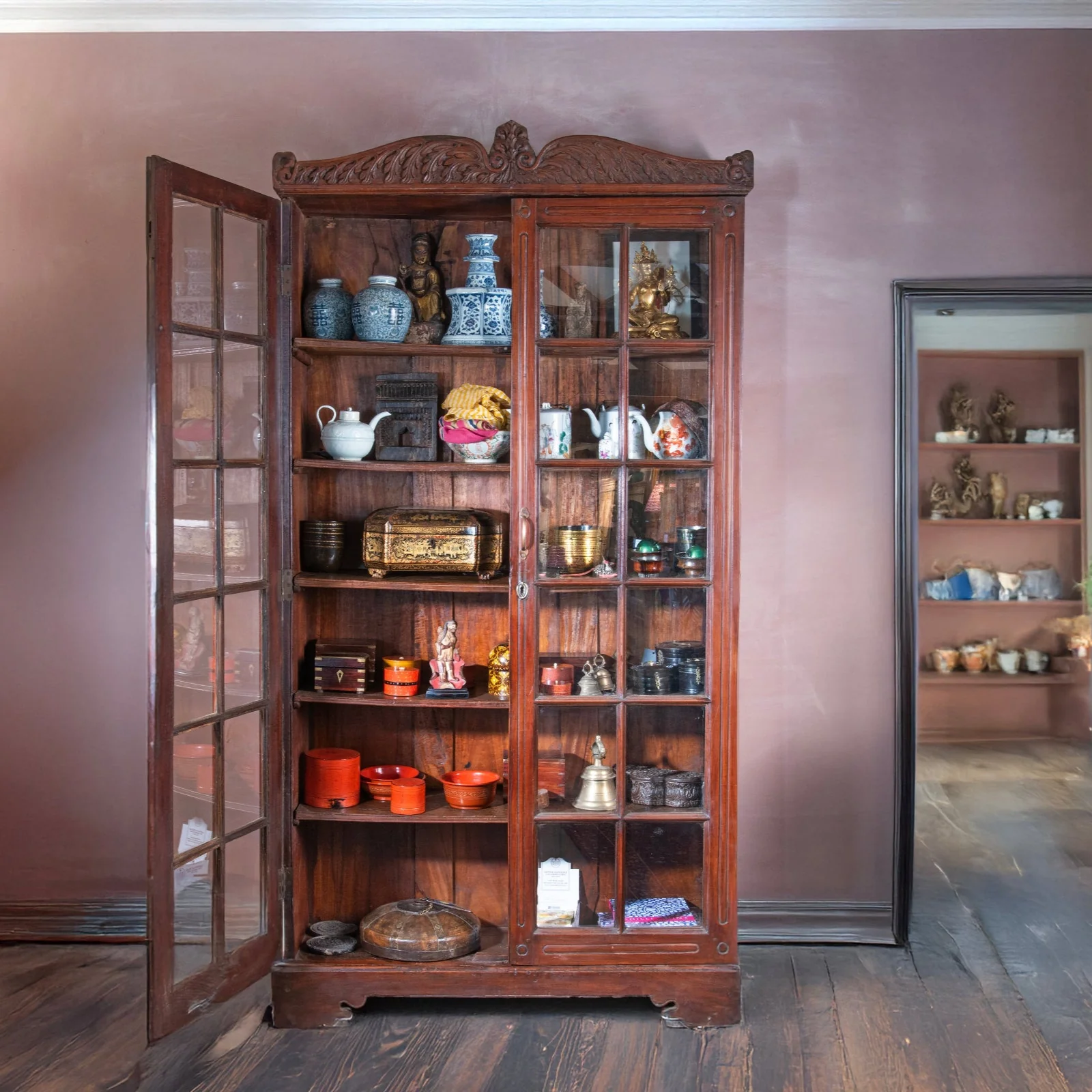 Anglo Indian Colonial Glazed Book Cabinet - 19th Century - Image 2