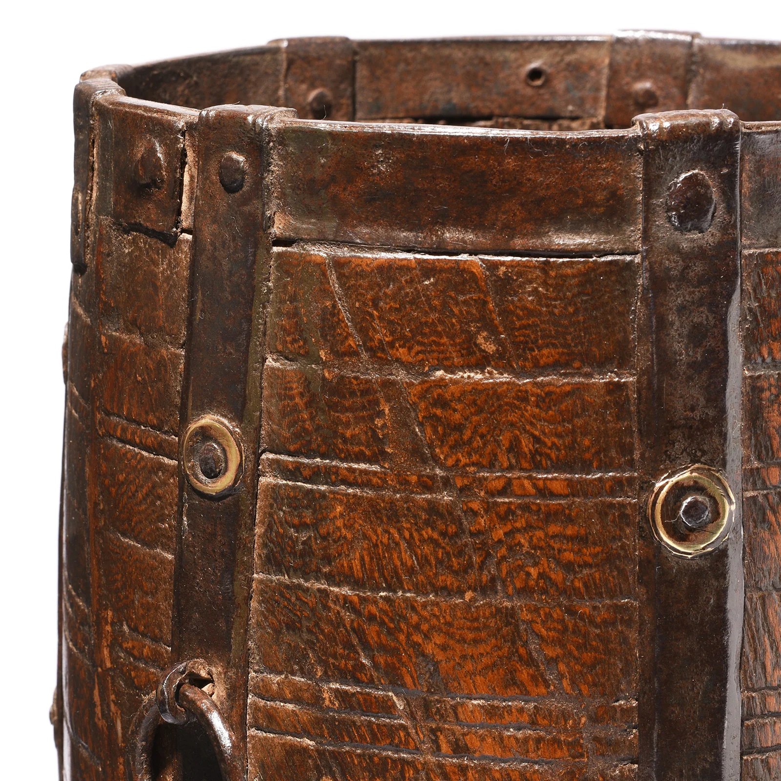 Teak & Iron Grain Measure From Rajasthan - 19th Century - Image 3