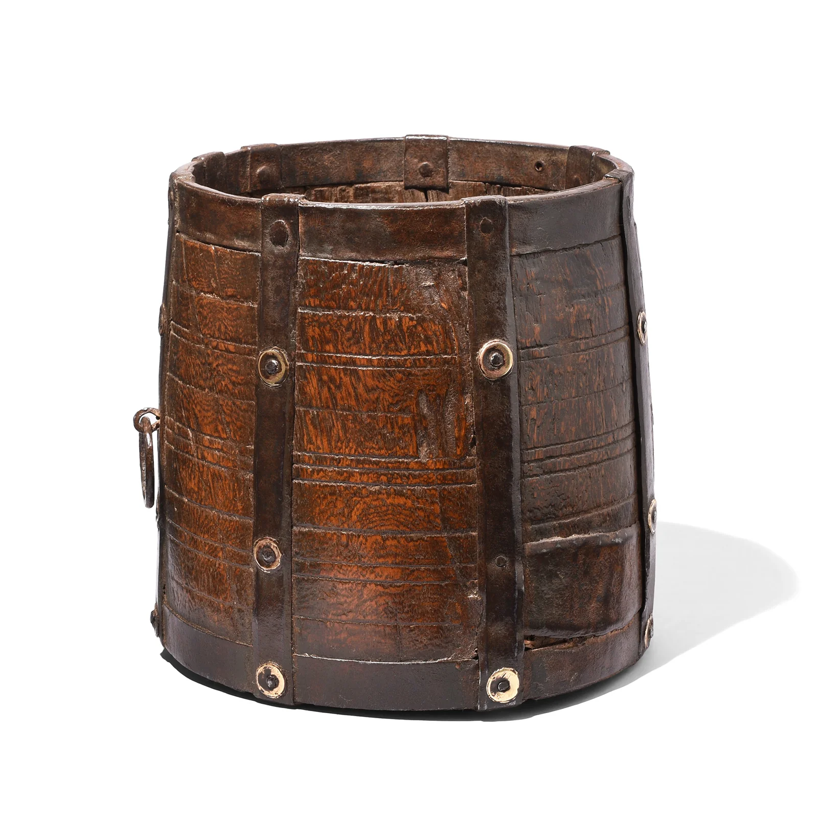 Teak & Iron Grain Measure From Rajasthan - 19th Century - Image 4