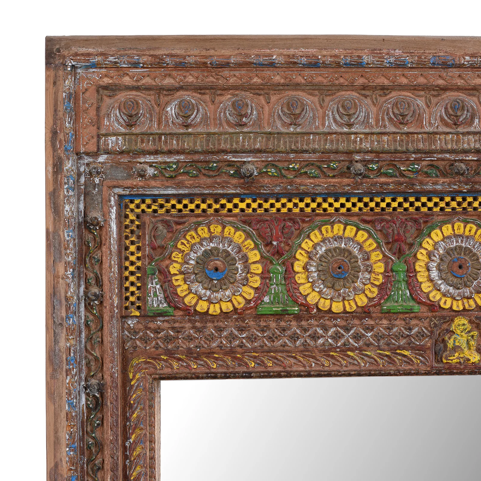 Painted Door Mirror From Shekhawati - 19th Century - Image 4