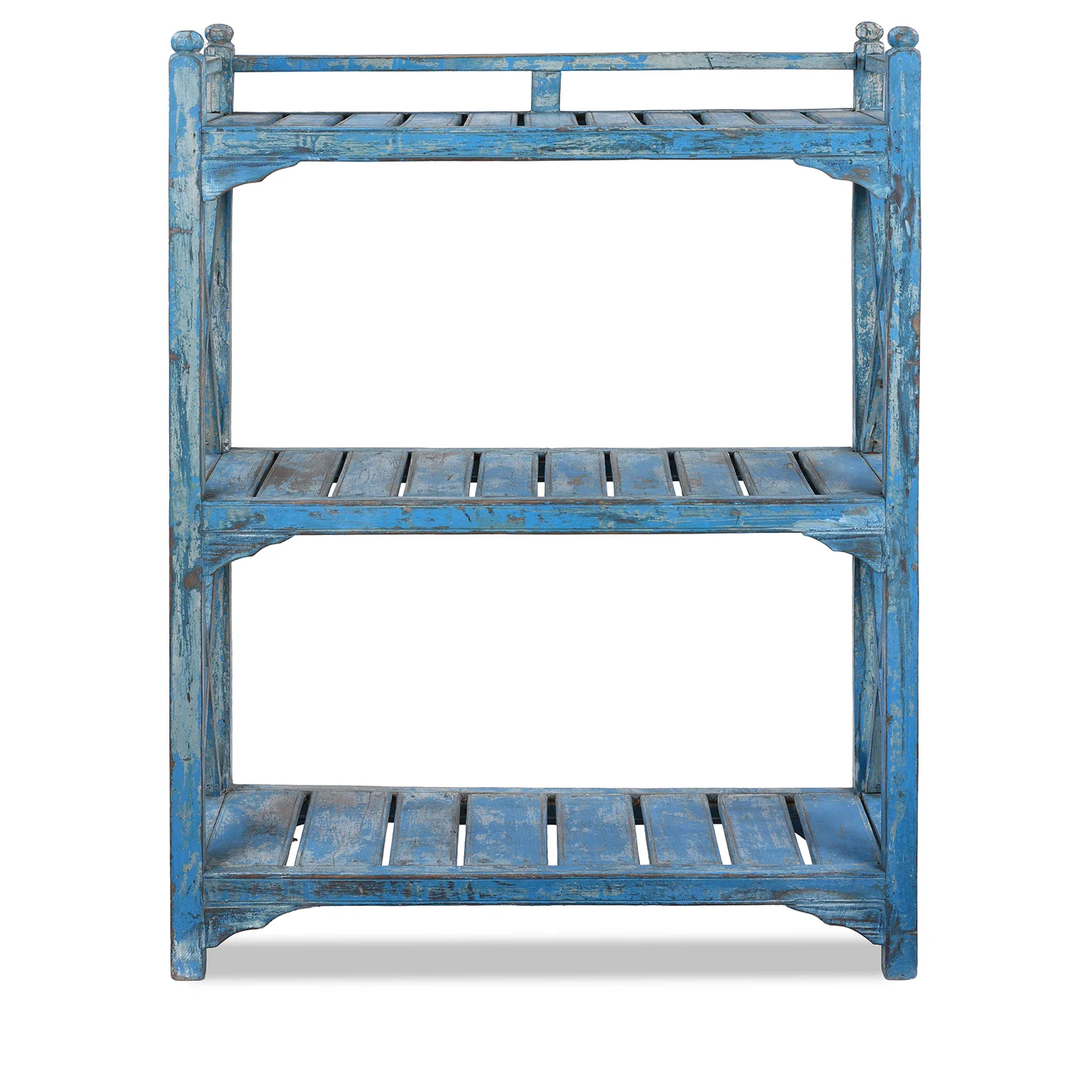 Vintage Painted Indian Teak Shelf - Ca 1930 - Image 3