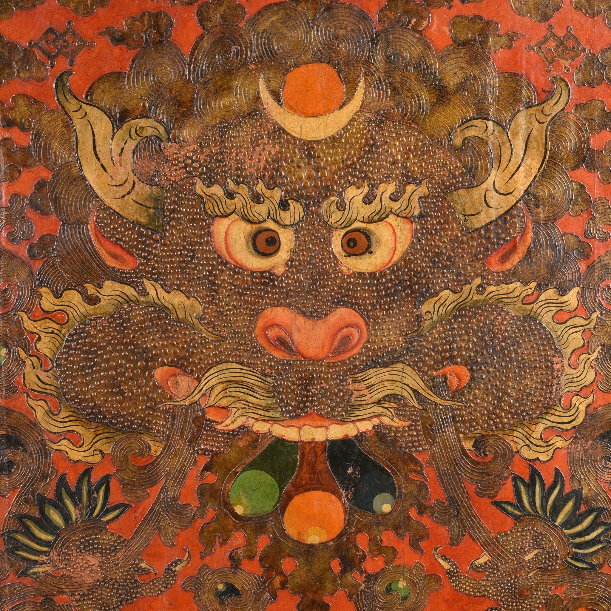 Tibetan Dragon Door panel With Original Paint 75 - 100 Yrs Old - Image 2