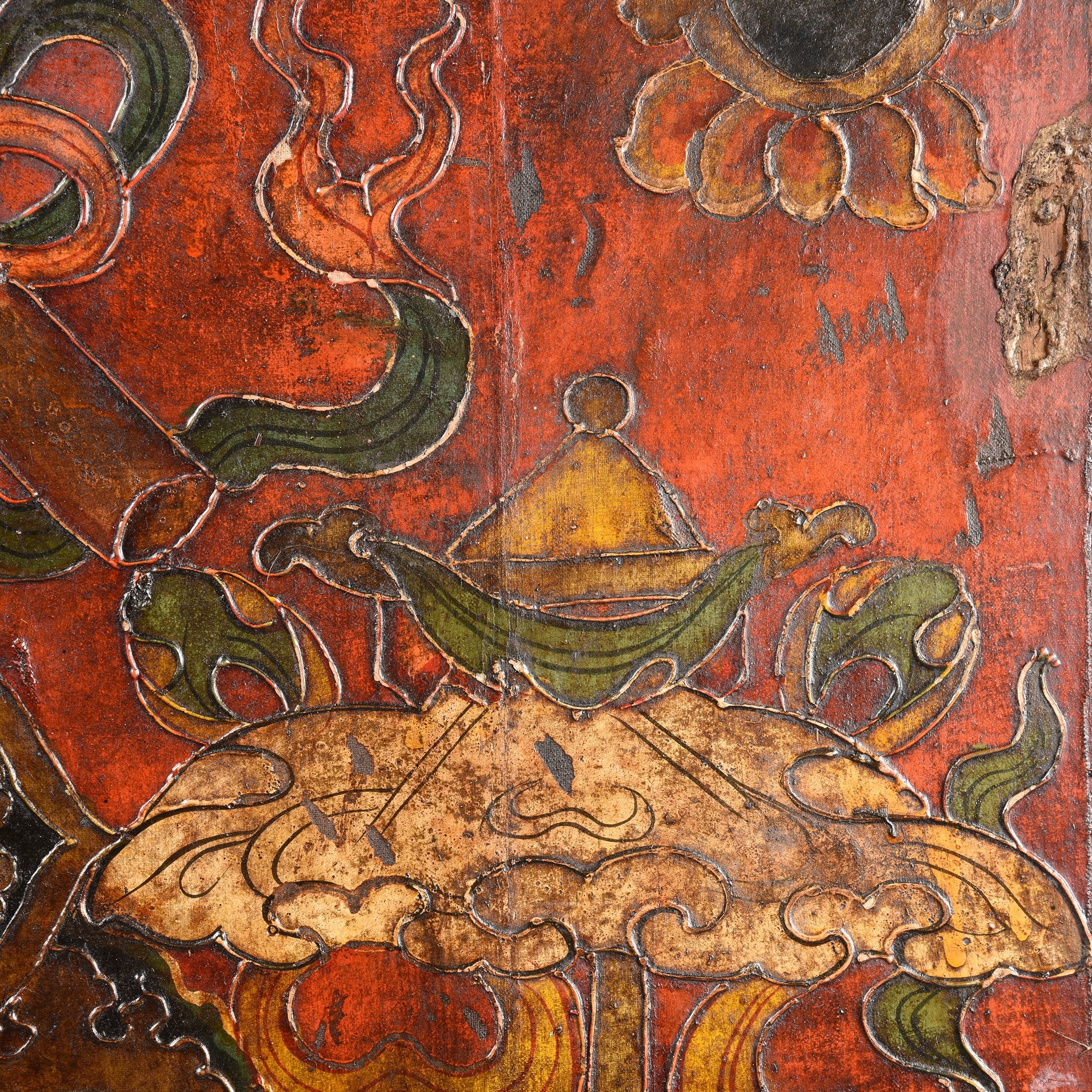 Tibetan Dragon Door Panel With Original Paint 75 - 100 Yrs Old - Image 10