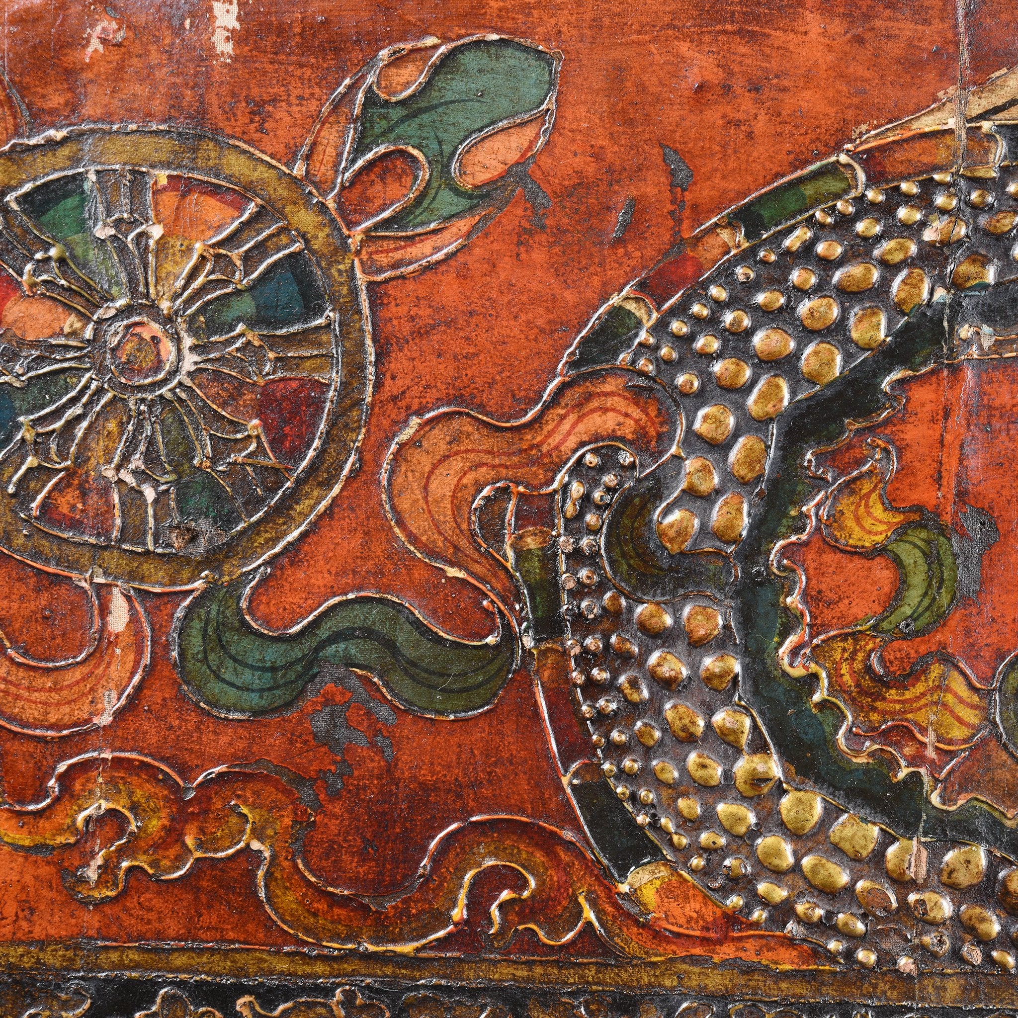 Tibetan Dragon Door Panel With Original Paint 75 - 100 Yrs Old - Image 11