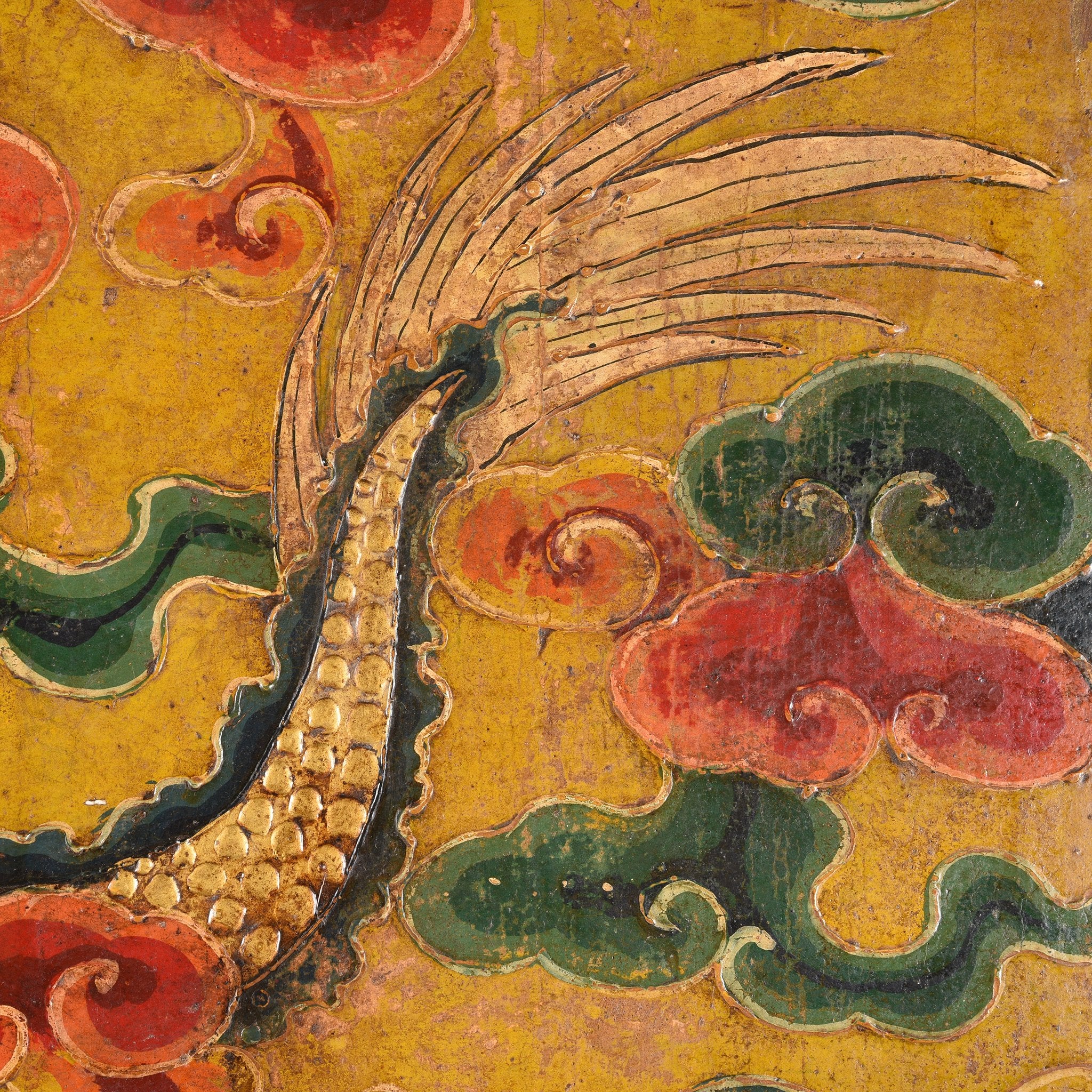 Tibetan Dragon Door Panel With Original Paint 75 - 100 Yrs Old - Image 6