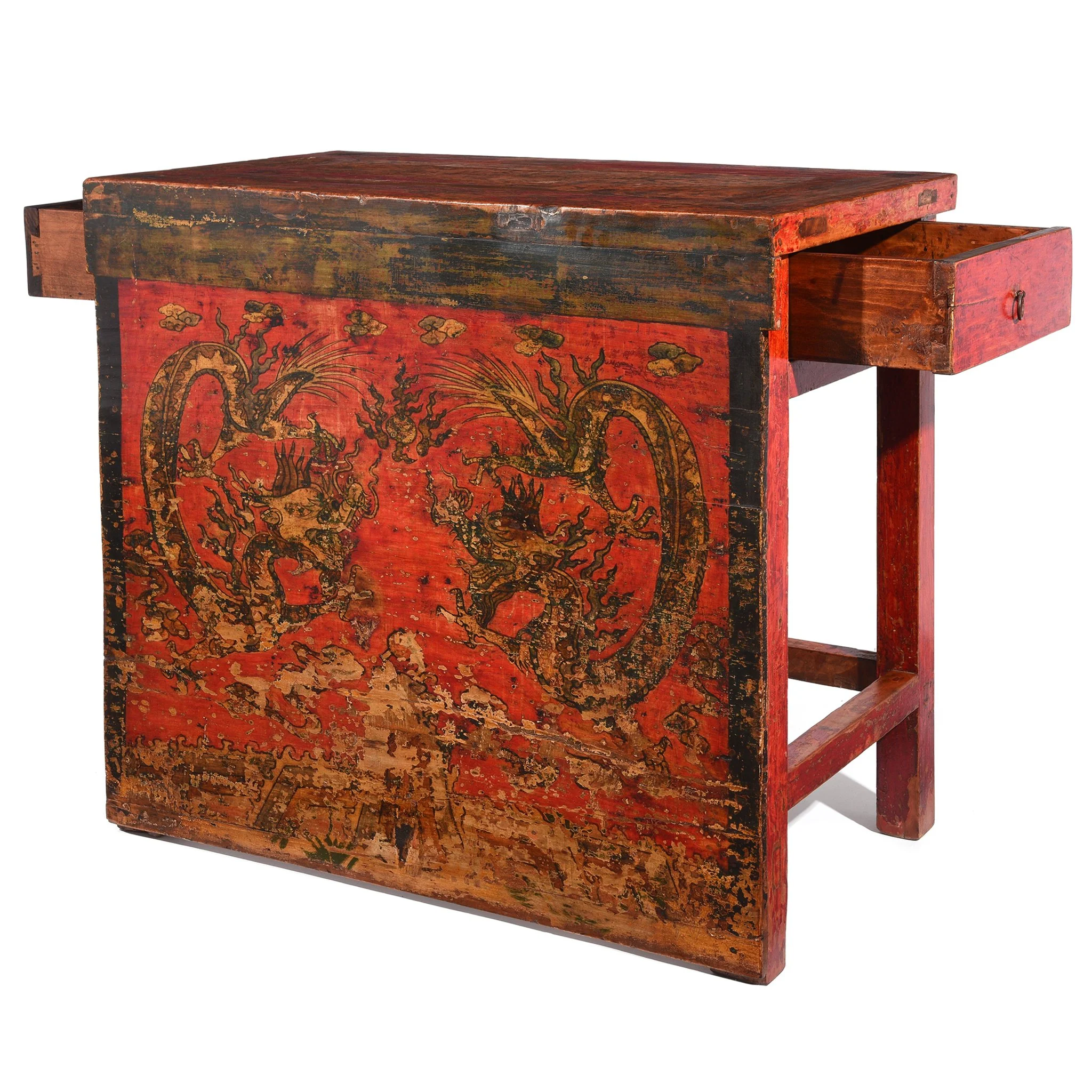Tibetan Lectern With Dragon Painting - 19thC - Image 2