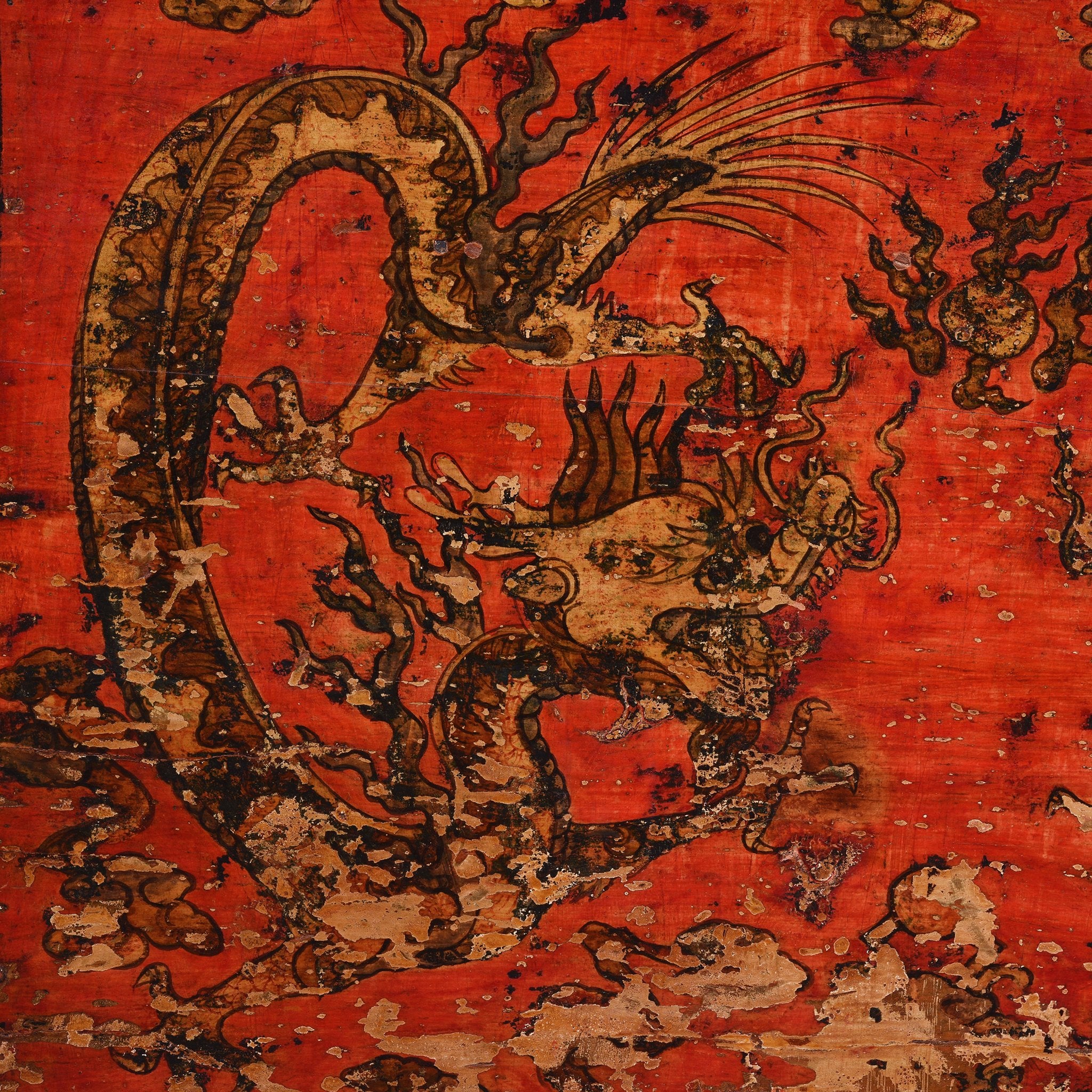 Tibetan Lectern With Dragon Painting - 19thC - Image 4