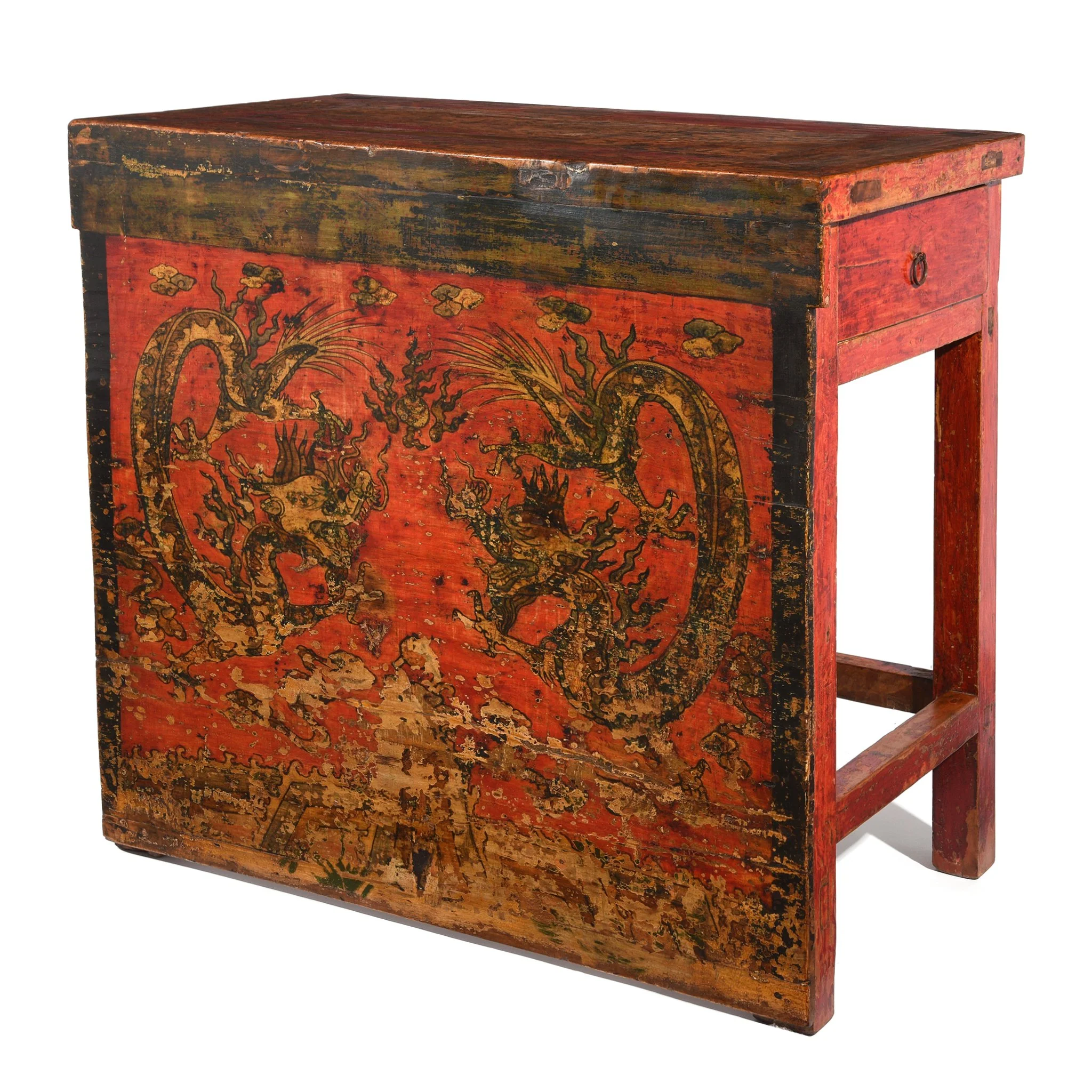 Tibetan Lectern With Dragon Painting - 19thC - Image 5
