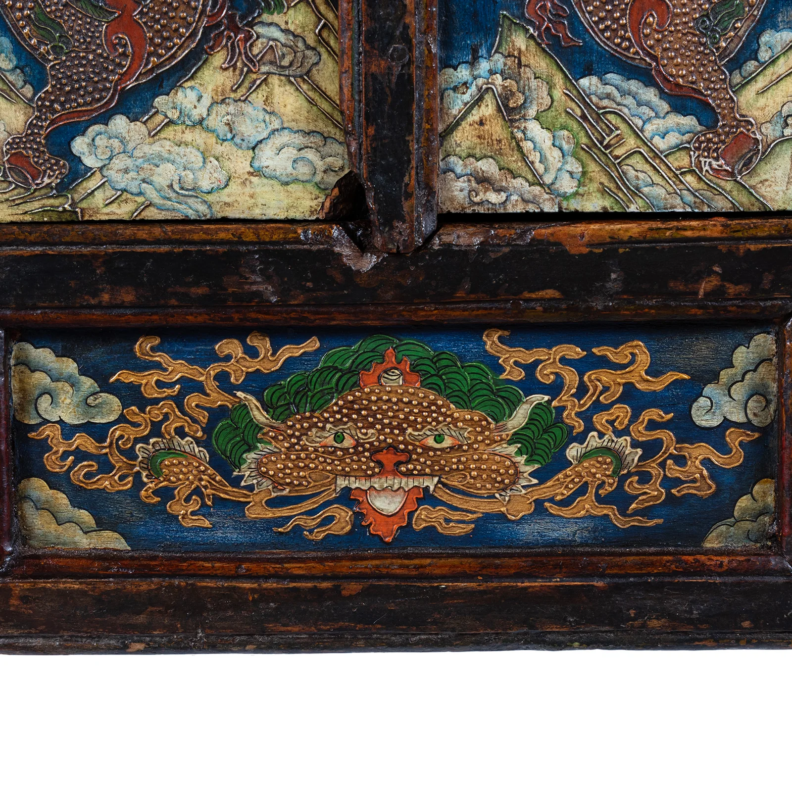 Tibetan Painted Altar Cabinet With Later Painting - Image 9