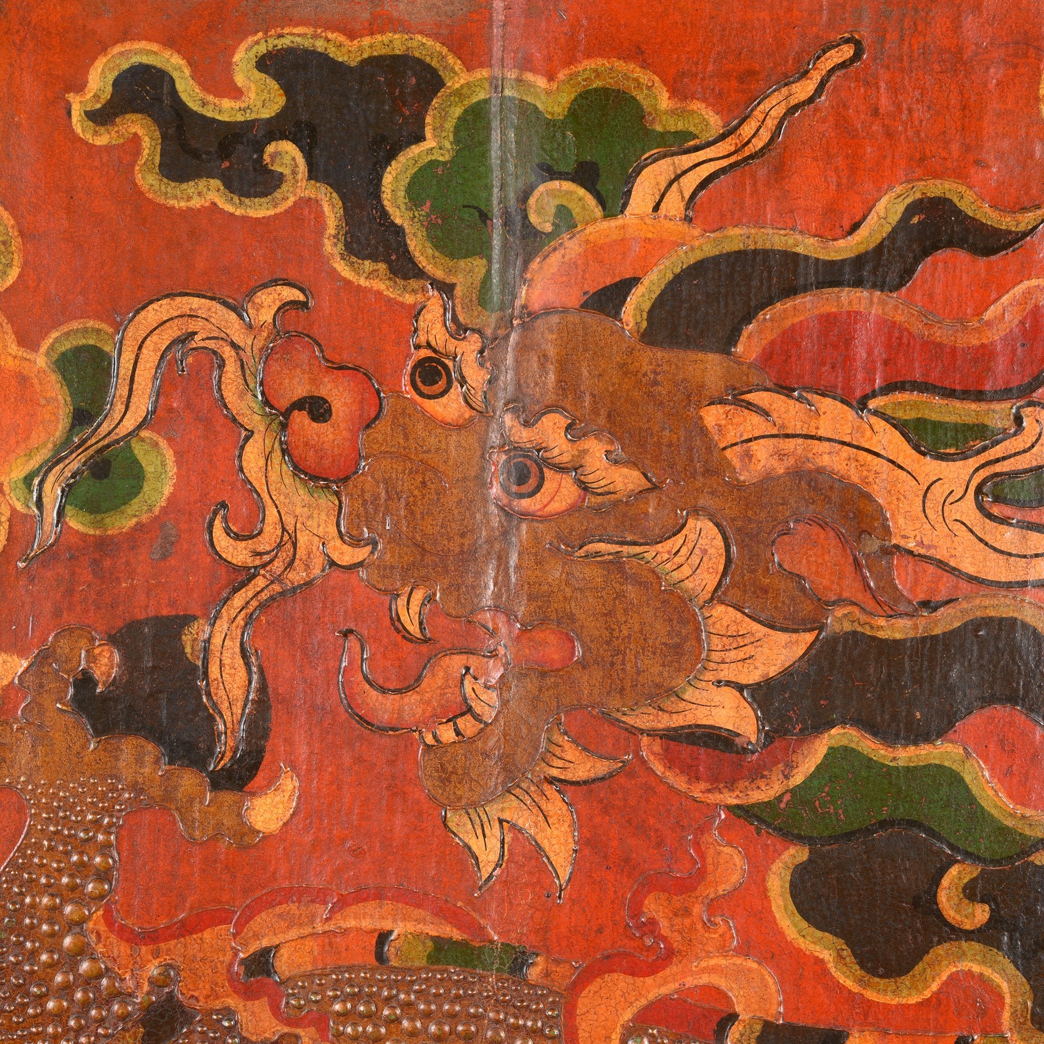 Tibetan Painted Door panel With Original Paint 75 - 100 Yrs Old - Image 2